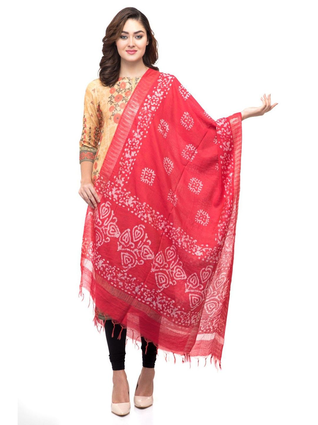 A R SILK DUPATTA HUB Colourblocked Block Print Dupatta