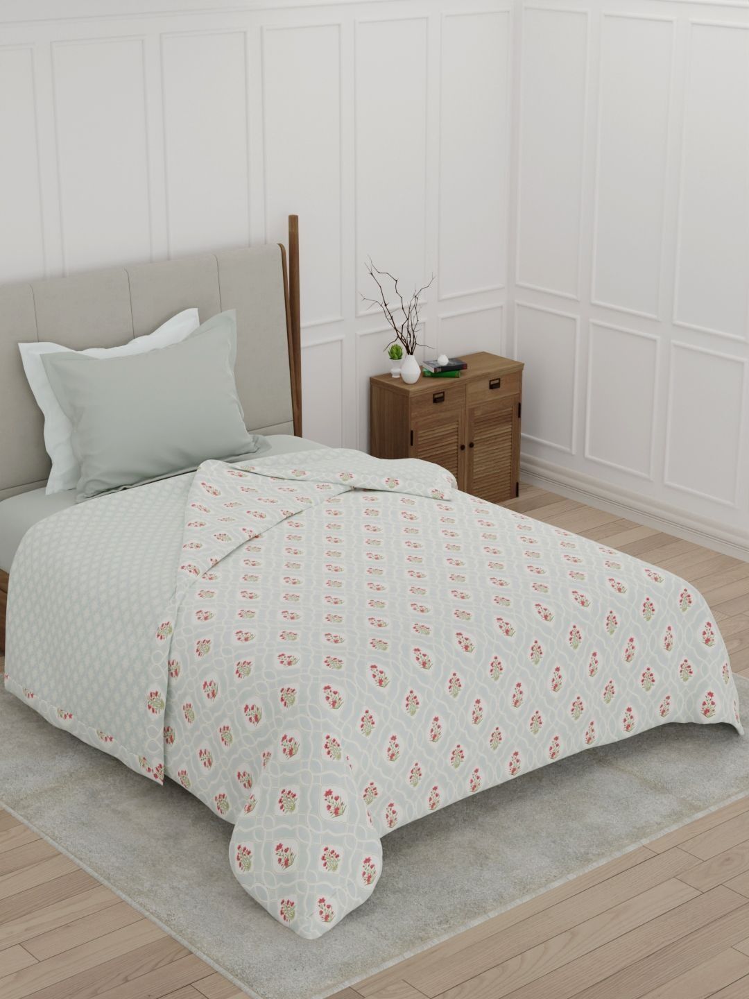 Raymond Home Red & Blue Floral Mild Winter Dohar