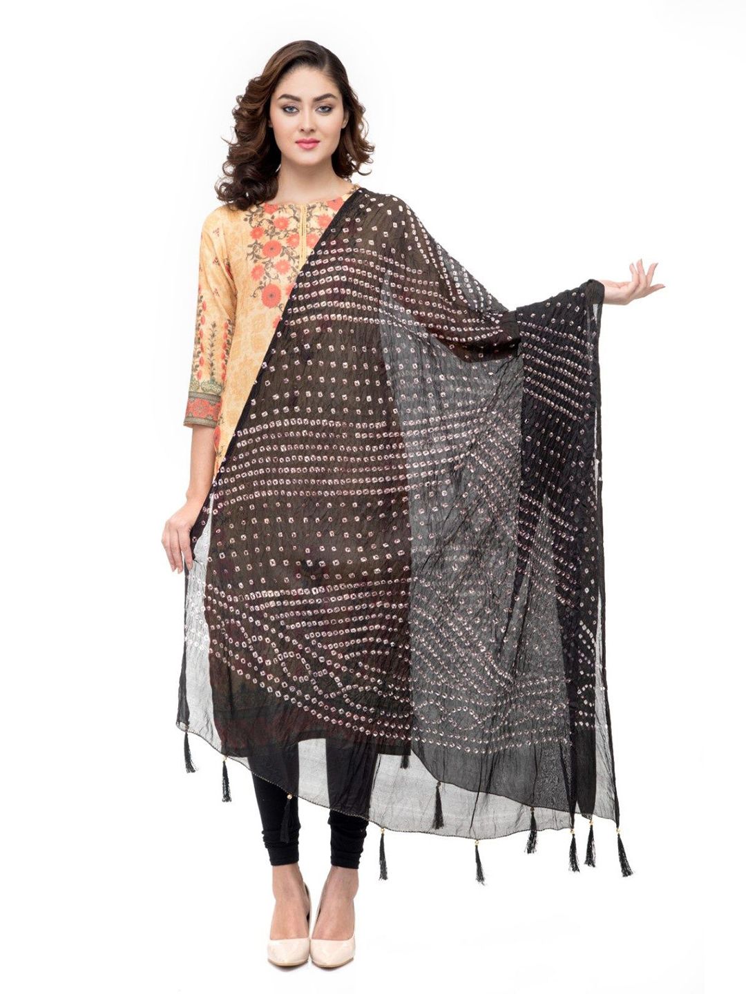 A R SILK DUPATTA HUB Woven Design Bandhani Dupatta