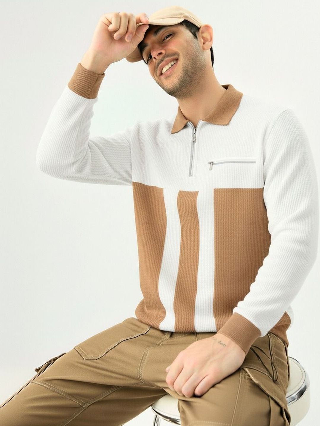 Try This Men Colourblocked Polo Collar Pockets 1 T-shirt