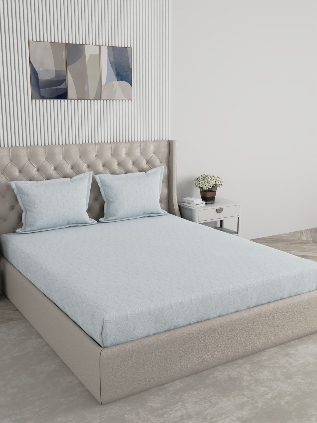 Raymond Home Raymond Home Blue 210 TC Bedsheet with 2 Pillow Covers