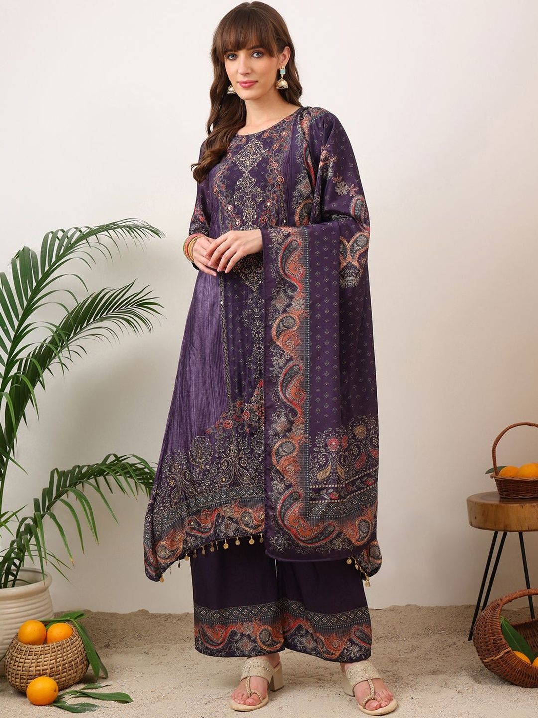 KALINI KALINI Women Ethnic Motifs Printed Regular Kurta with Palazzos & With Dupatta