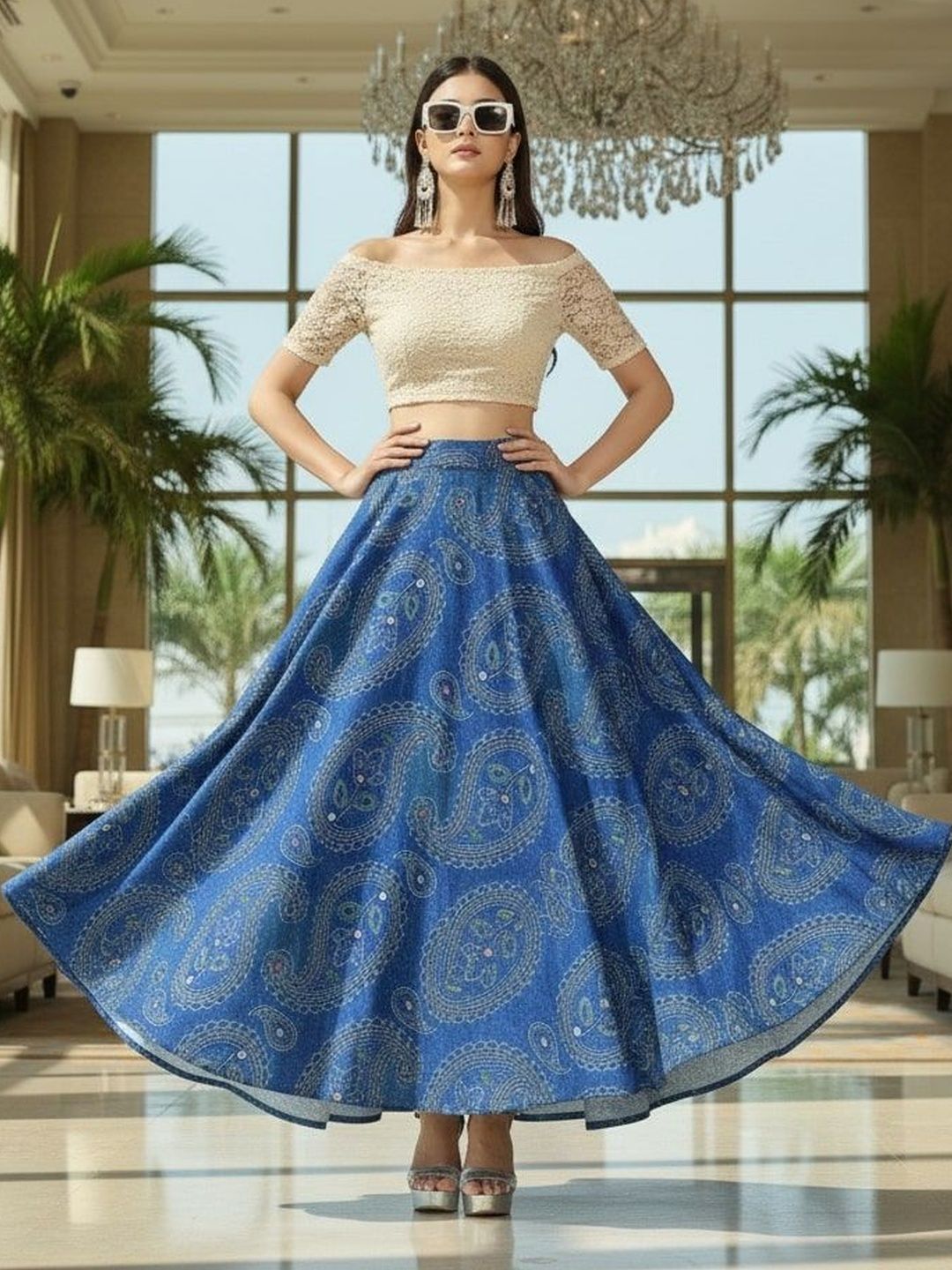 Buy Vagisha Women Paisley Printed Flared Maxi Skirt - Skirts for