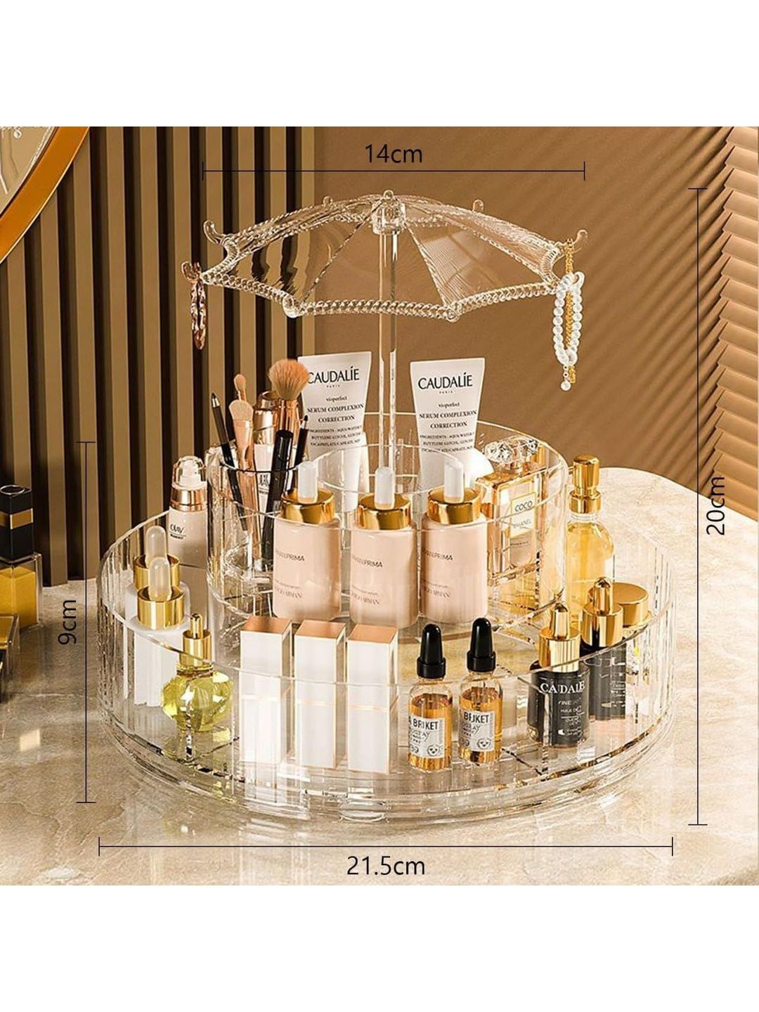 Mebo 360 Rotating Umbrella Style Transparent Super Strong Jewellery Organiser