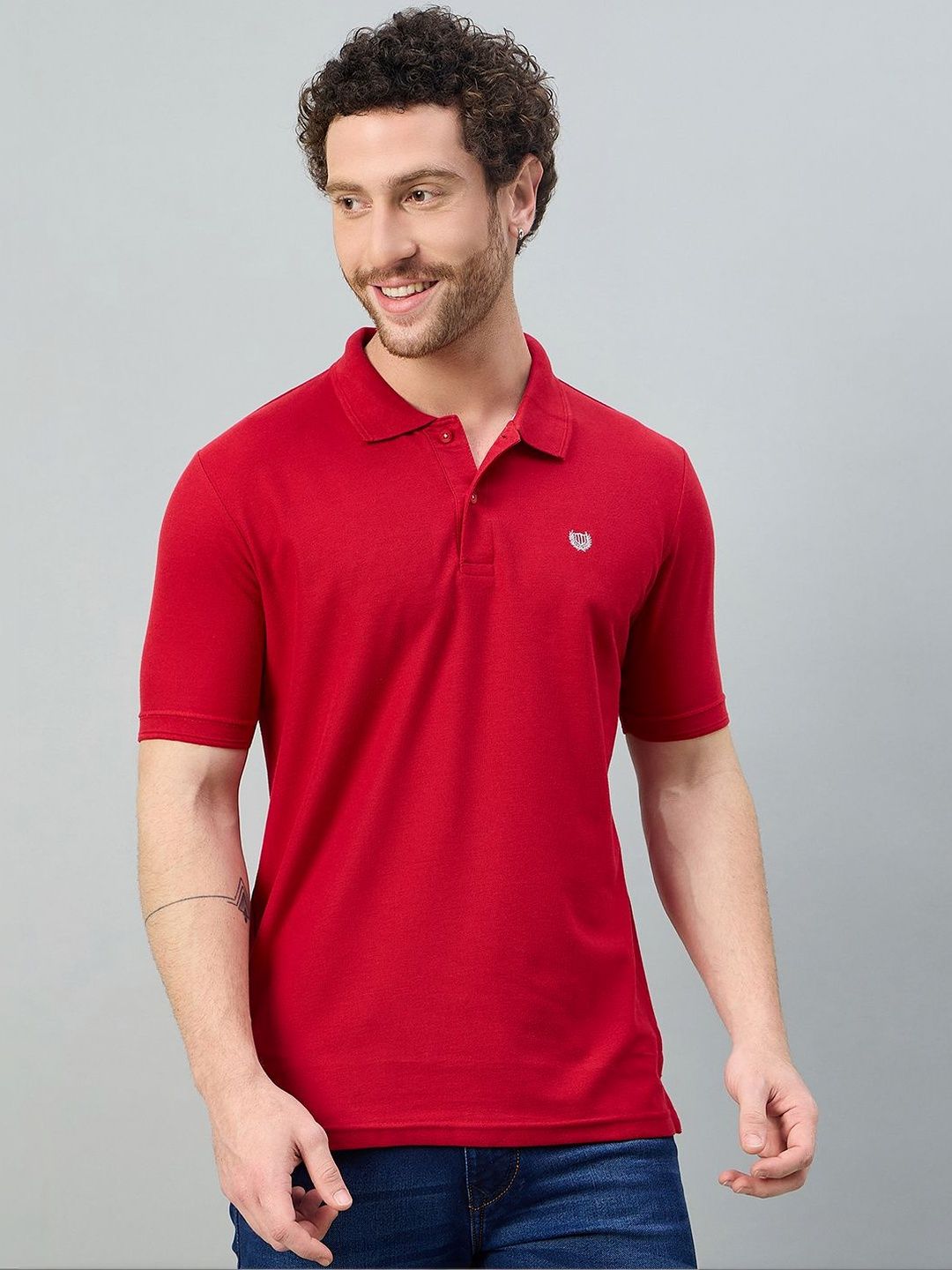 Duke Men Brand Logo Polo Collar Slim Fit T-shirt