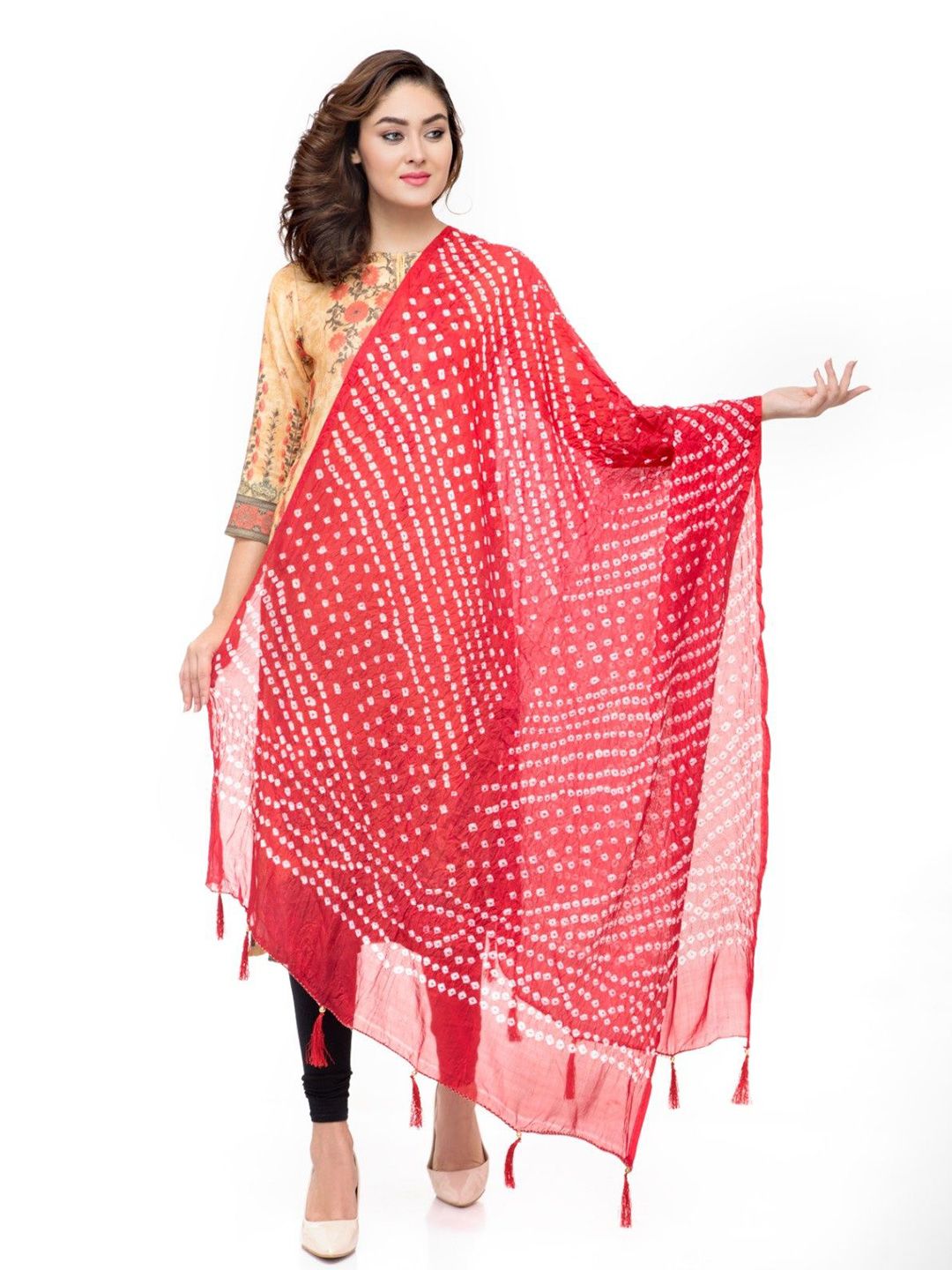A R SILK DUPATTA HUB Woven Design Bandhani Dupatta