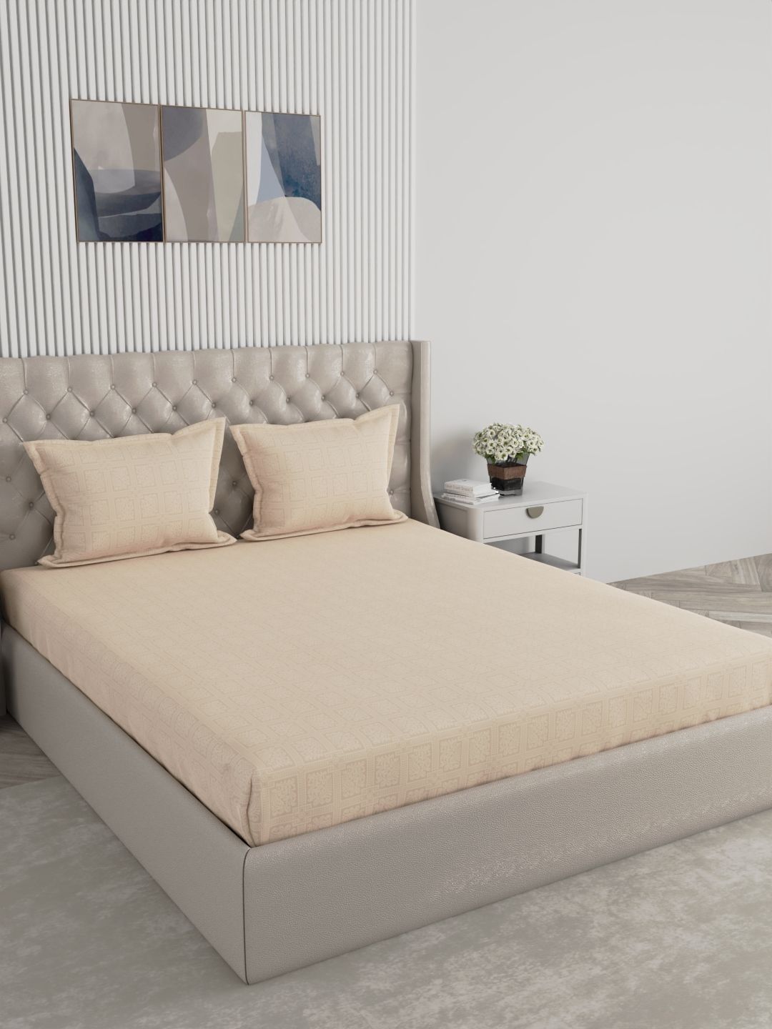 Raymond Home Raymond Home Beige 210 TC King Bedsheet with 2 Pillow Covers