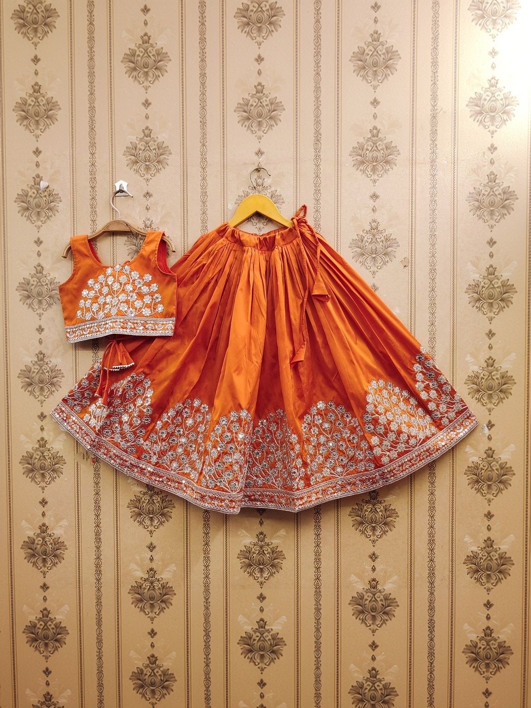 Sangria Girls Embroidered Round Neck Flared Lehenga Choli