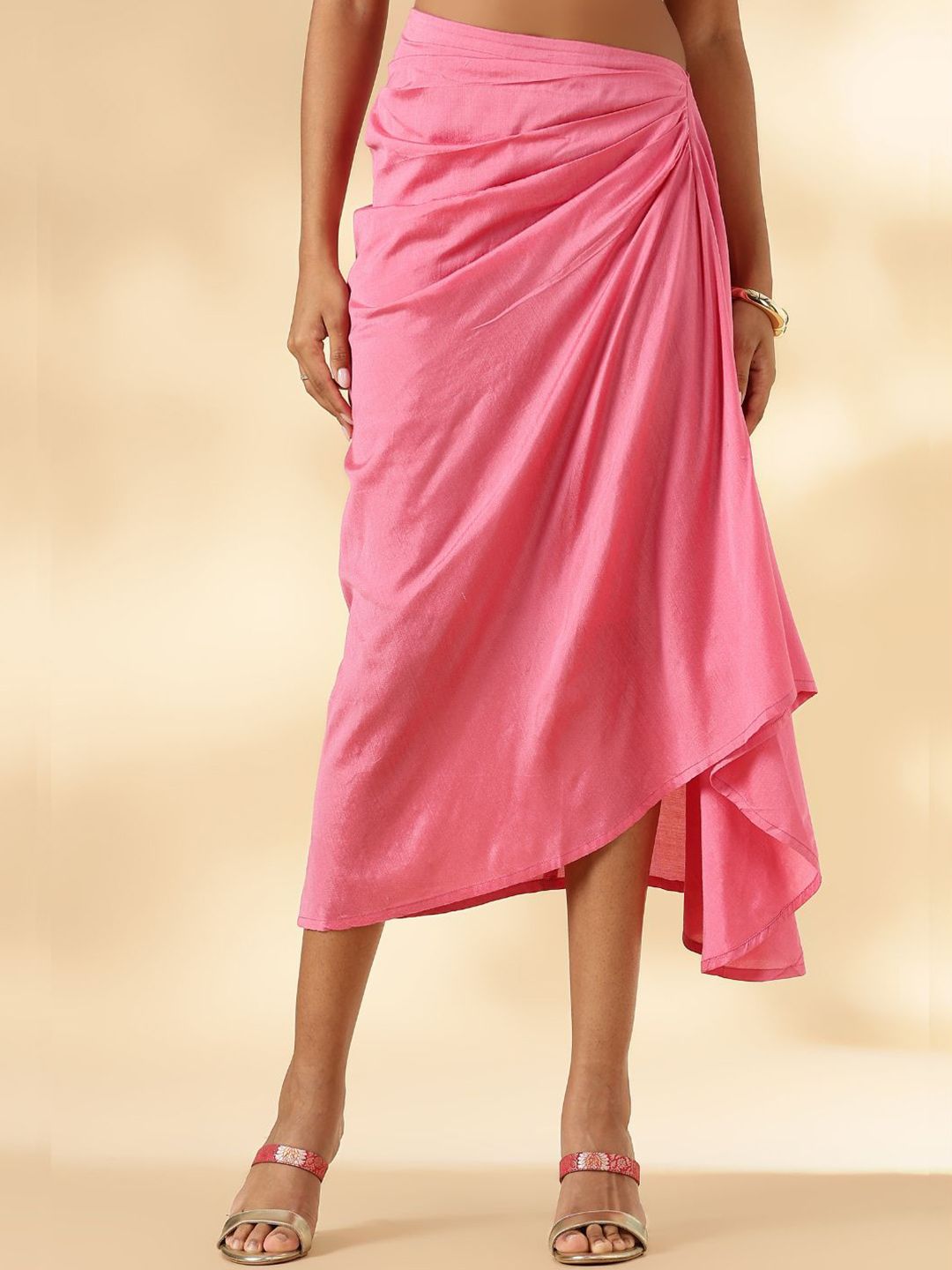 Abhishti Flared Drape Midi Skirt