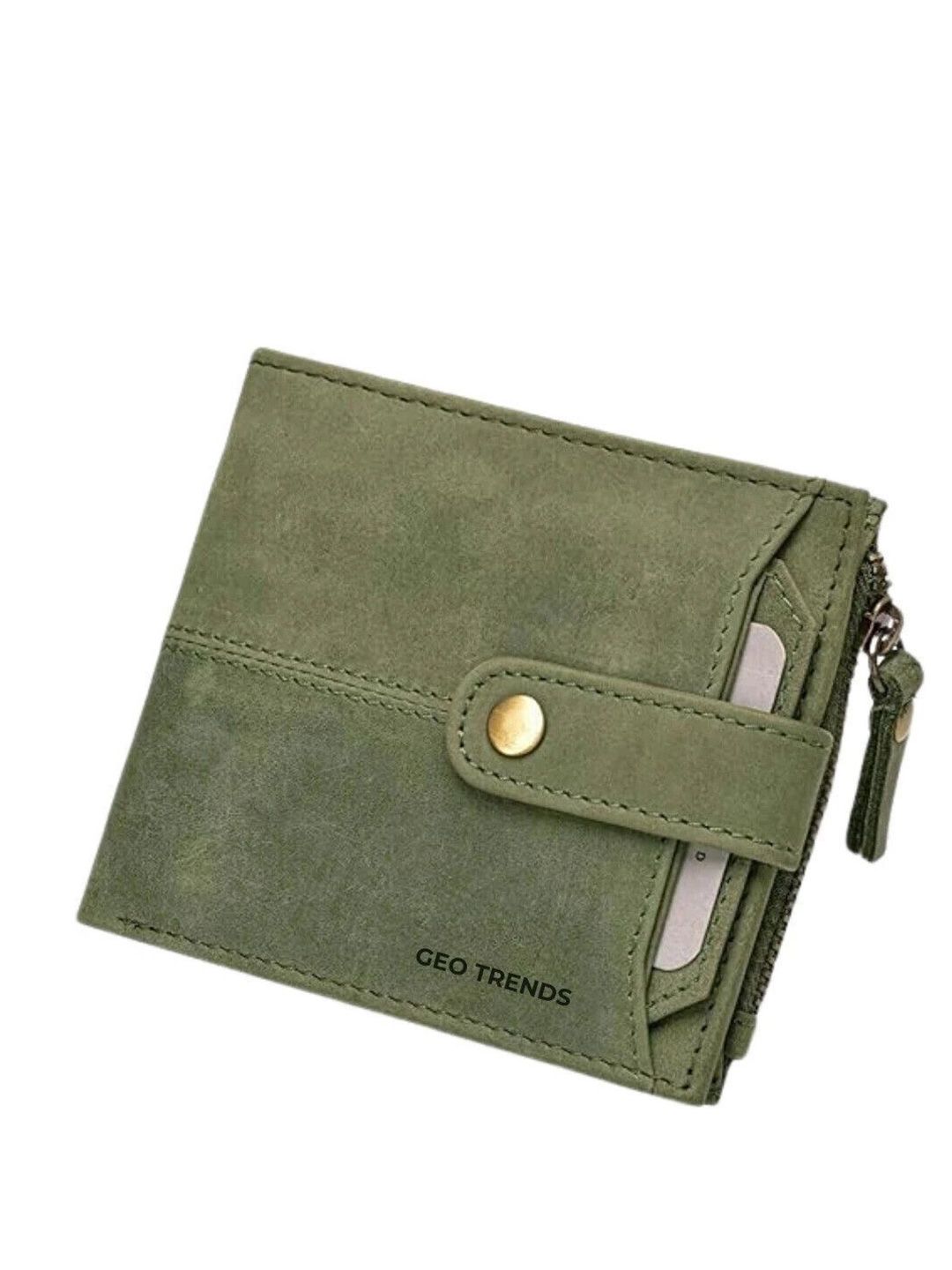 GEO TRENDS Men Leather RFID Two Fold Wallet with Button Closure