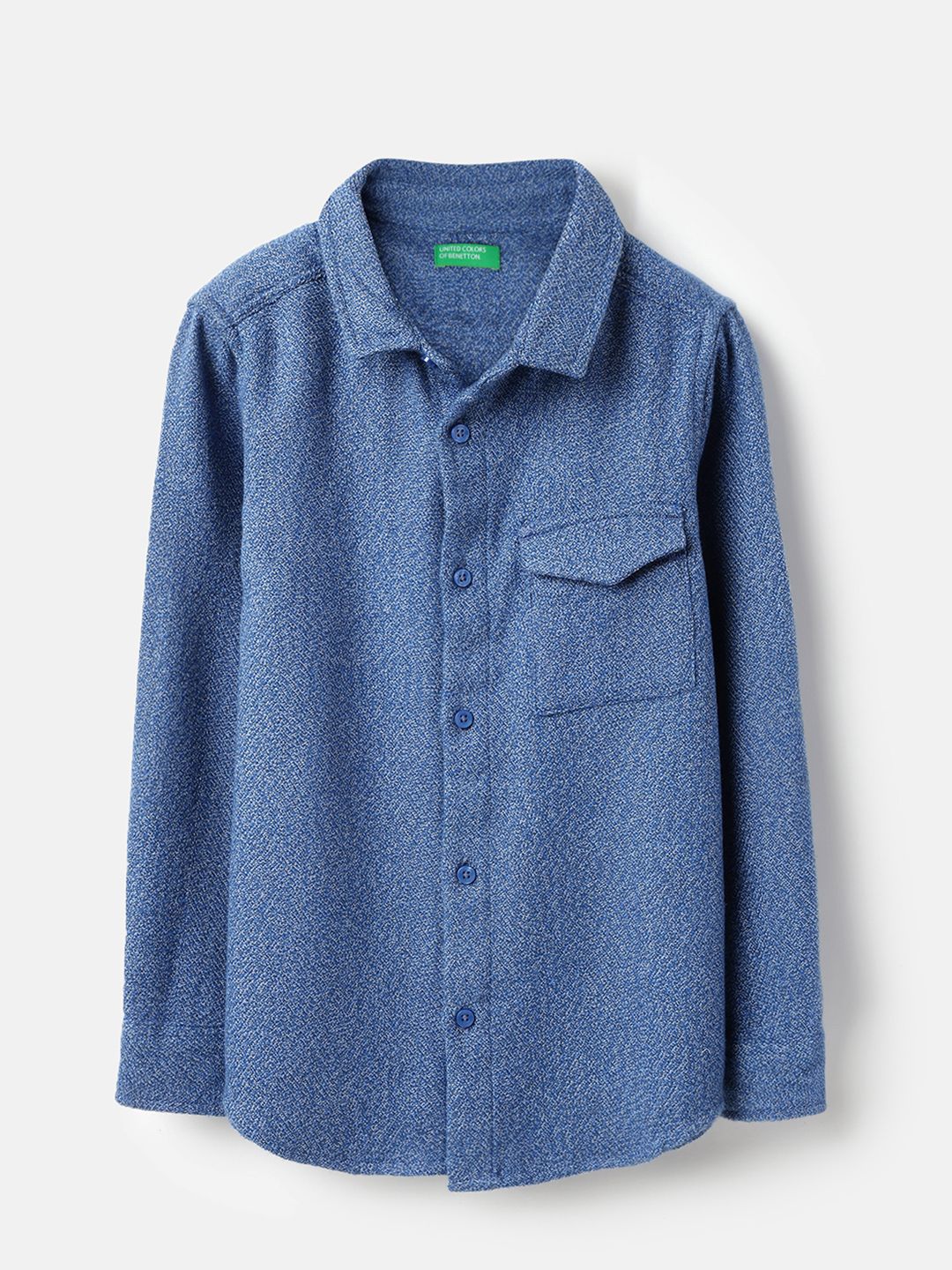 United Colors of Benetton Boys Textured Spread Collar Cotton Casual Shirt