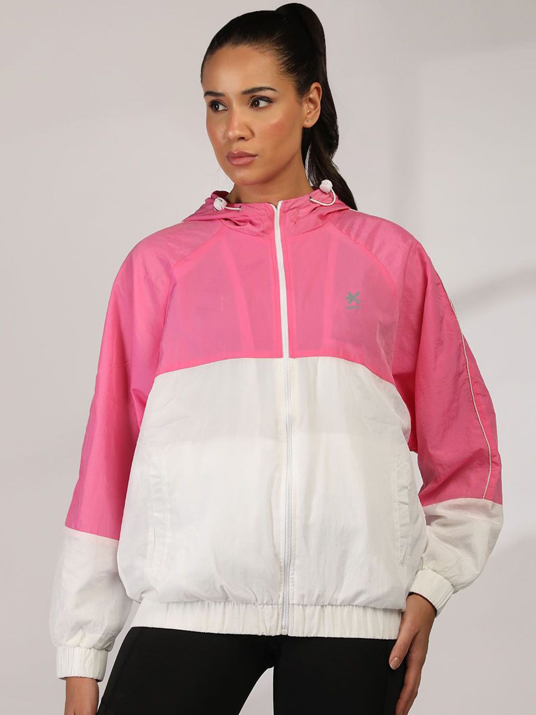 Buy HRX by Hrithik Roshan Women Hooded Colourblocked Windcheater