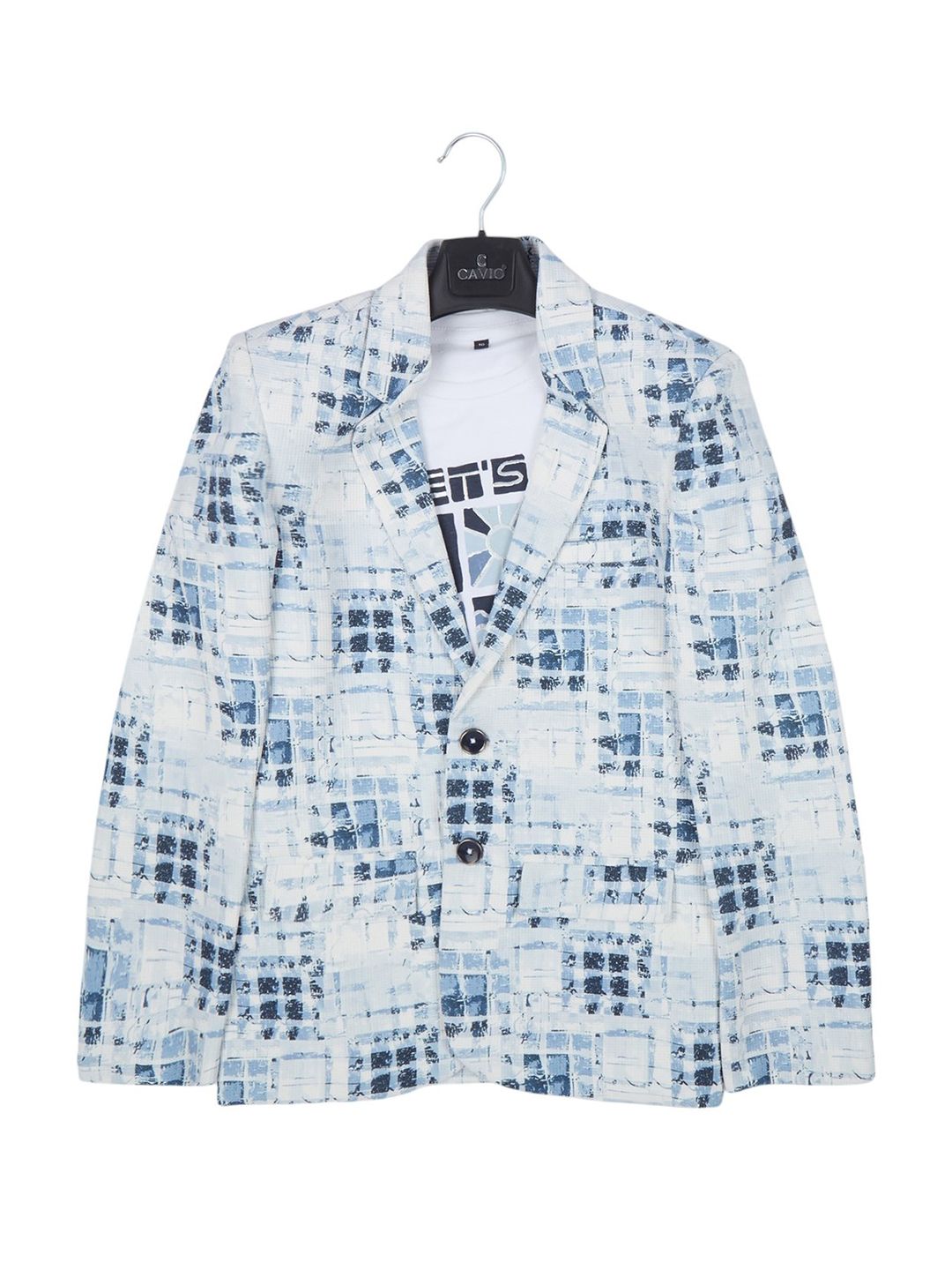 CAVIO Boys Printed Single Breasted Blazer With T-Shirt