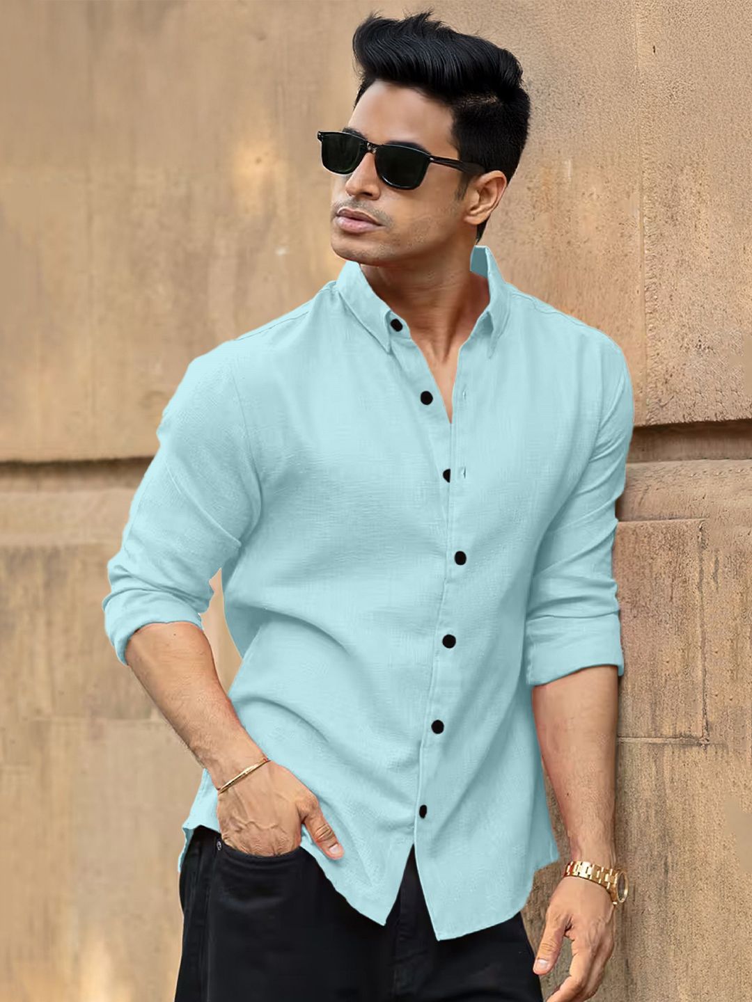 Buy RAHI TRENDZ Men Classic Fit Textured Spread Collar Casual