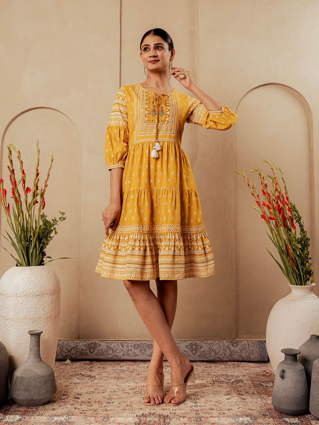 Juniper Women Ethnic Motifs Print Fit & Flare Dress