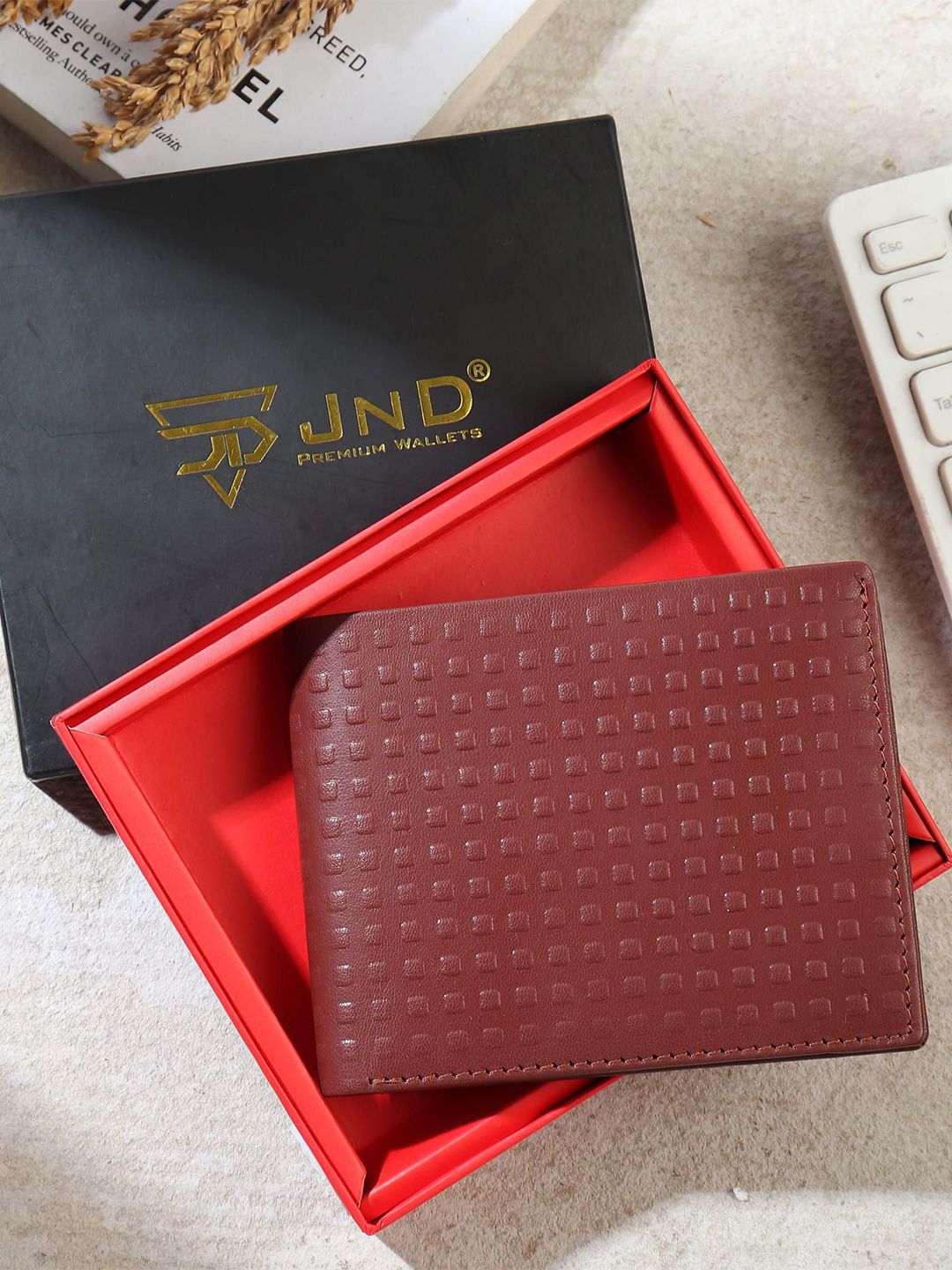 CRAFT LINE Men Geometric Leather Two Fold Wallet