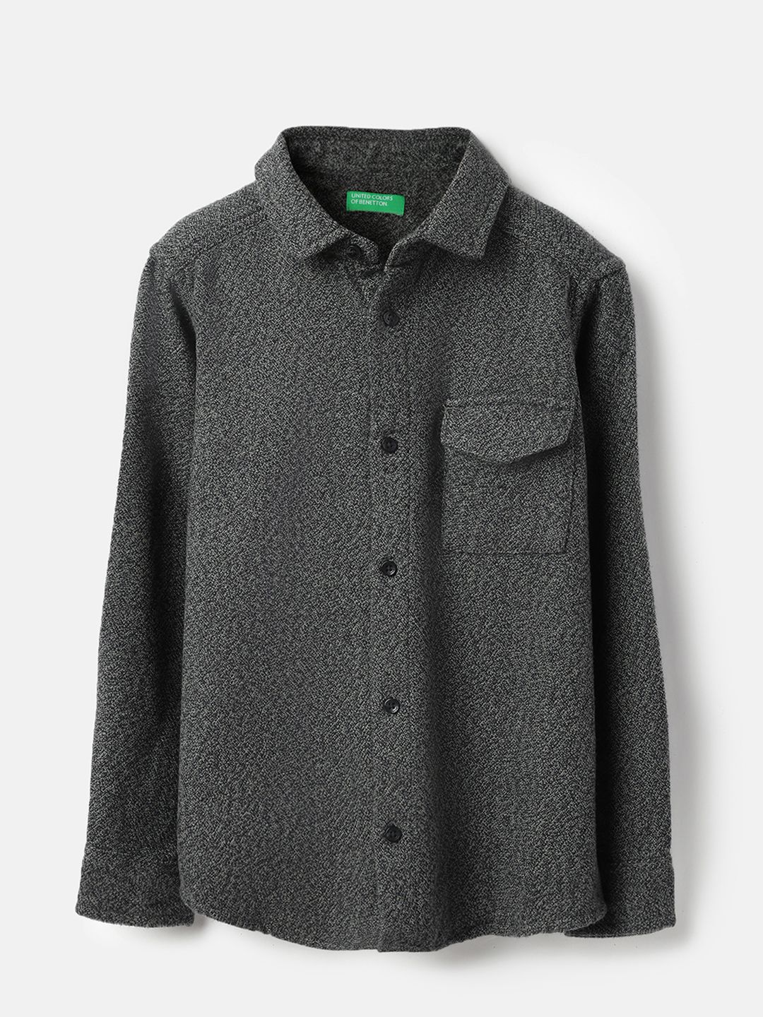 United Colors of Benetton Boys Textured Spread Collar Cotton Casual Shirt