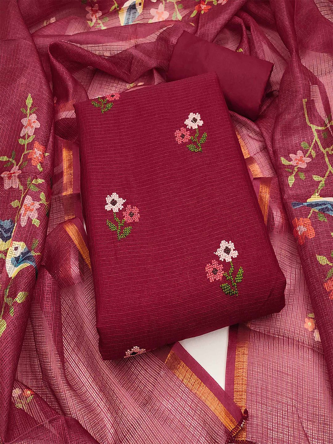 Peachmode Embroidered Unstitched Dress Material