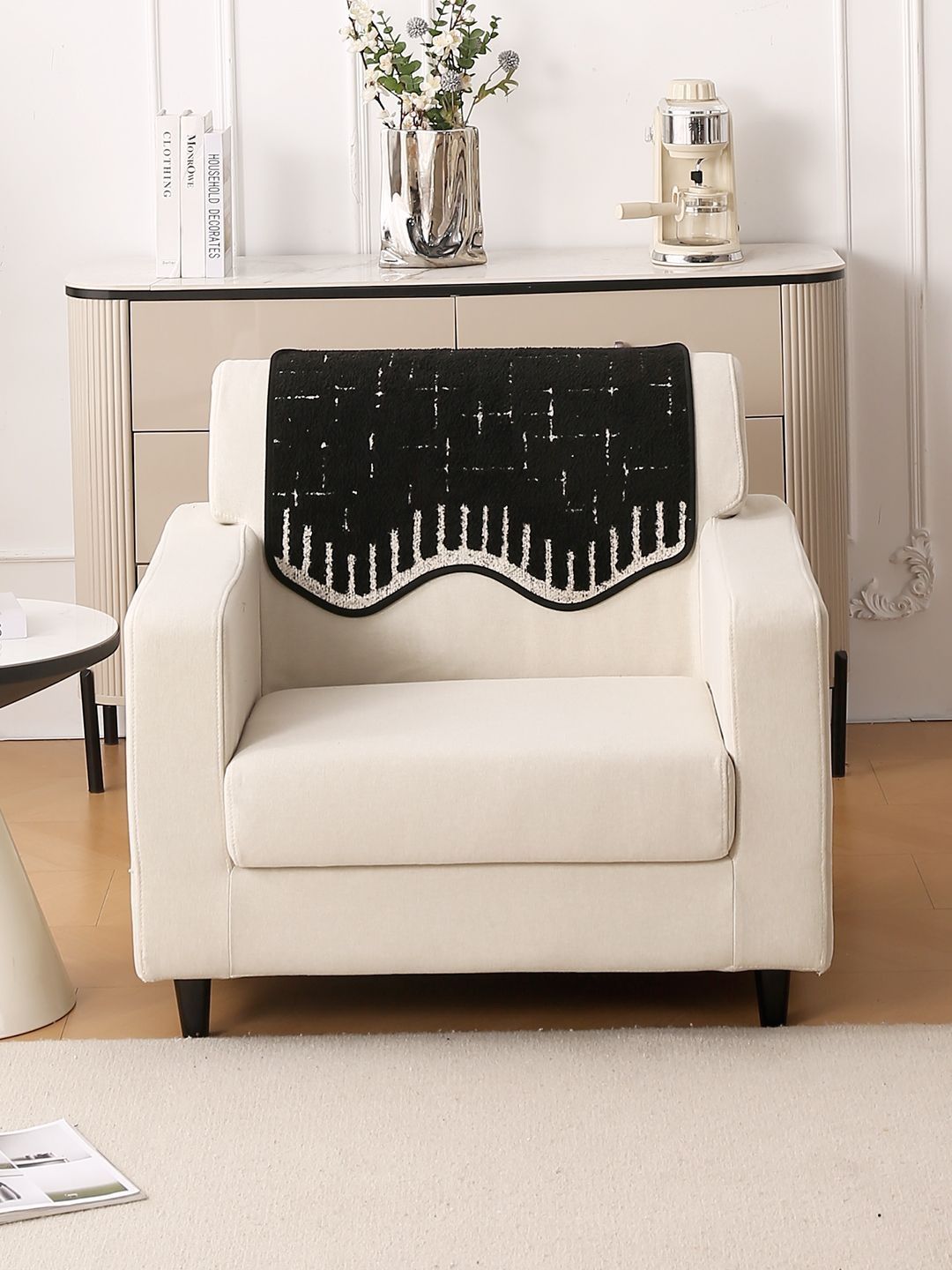 HOKIPO Black 1 Pc Terrycloth Backrest Mat for Sofa Cover