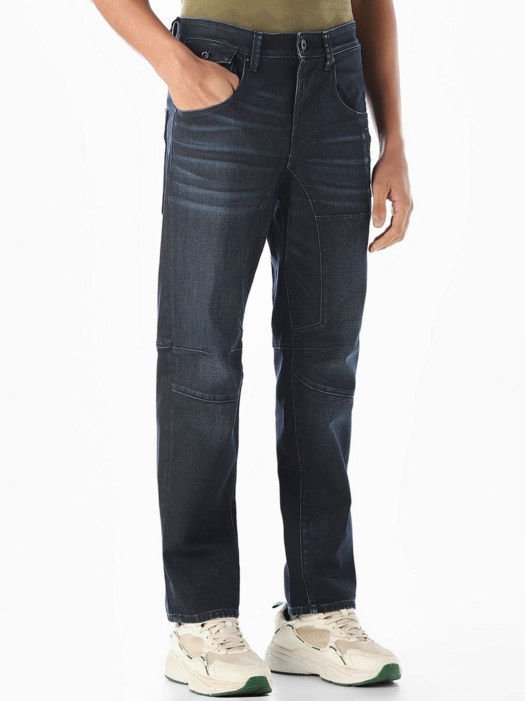 Low-Rise Light Fade Stretchable Tapered Fit Jeans