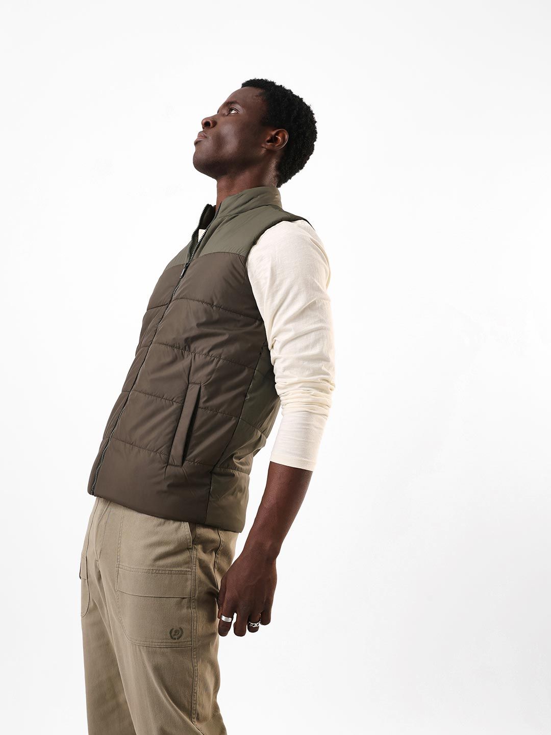 Dennis Lingo Men Mock Collar Colourblocked Gilet Jacket