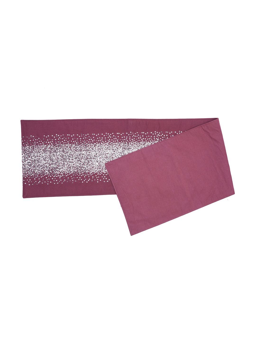 MASPAR Purple Printed 4 Seater Pure Cotton Table Runner