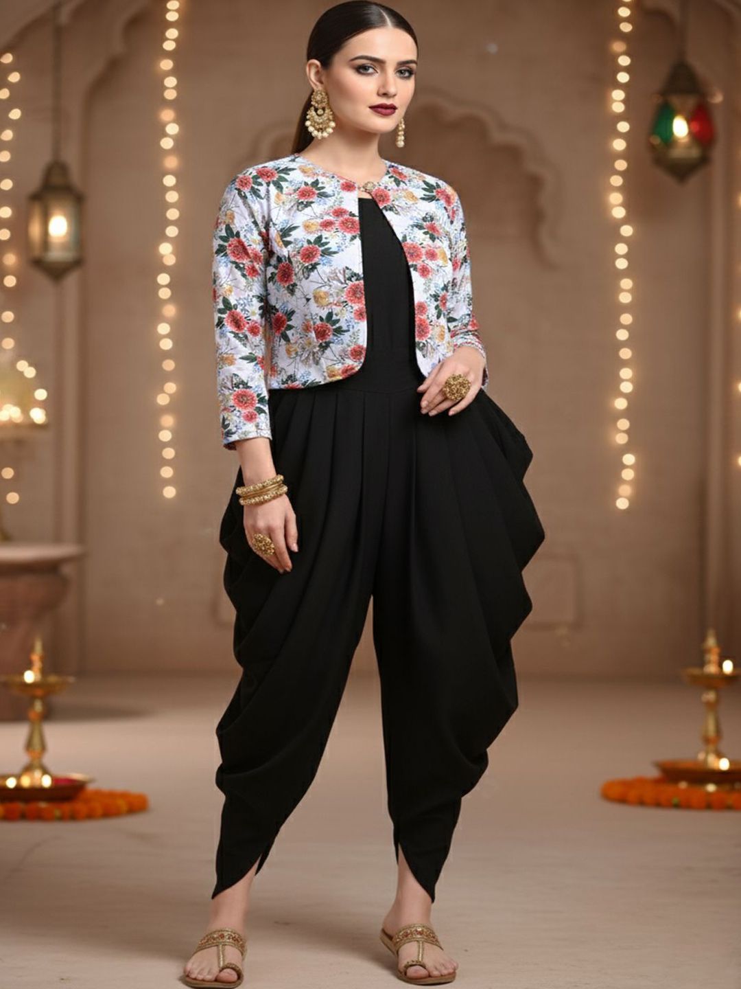 Lihana Jacket & Solid Dhoti Jumpsuit