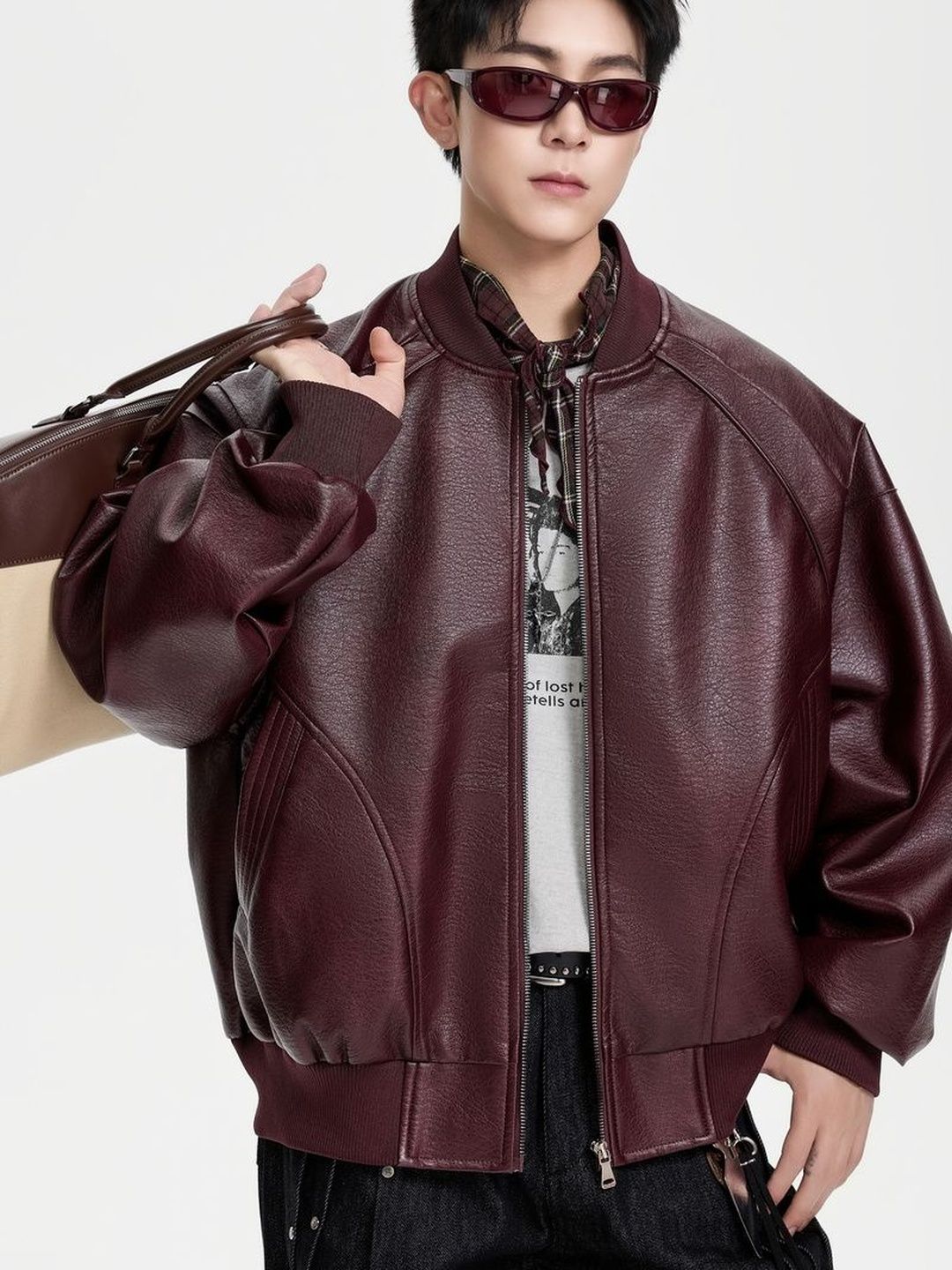 HERE&NOW Self Design Long Sleeves Biker Jacket