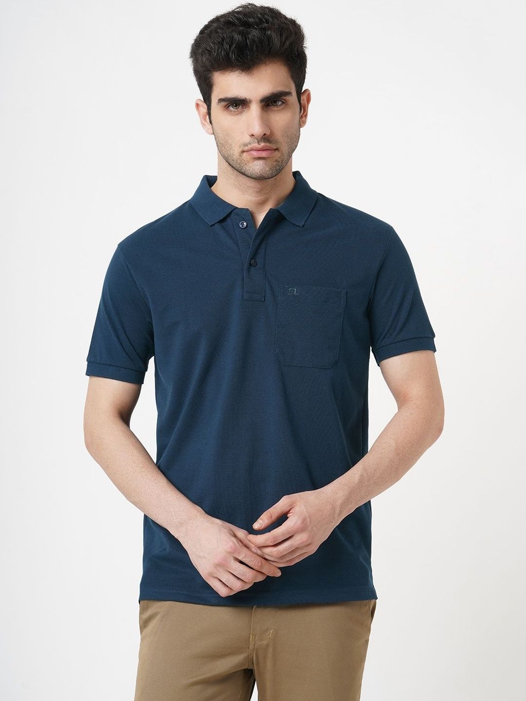 Stitch Hub Men Solid Polo Collar T-shirt