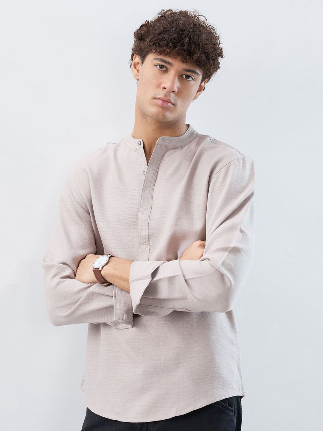 HERE&NOW Men Solid Daily Straight Kurta
