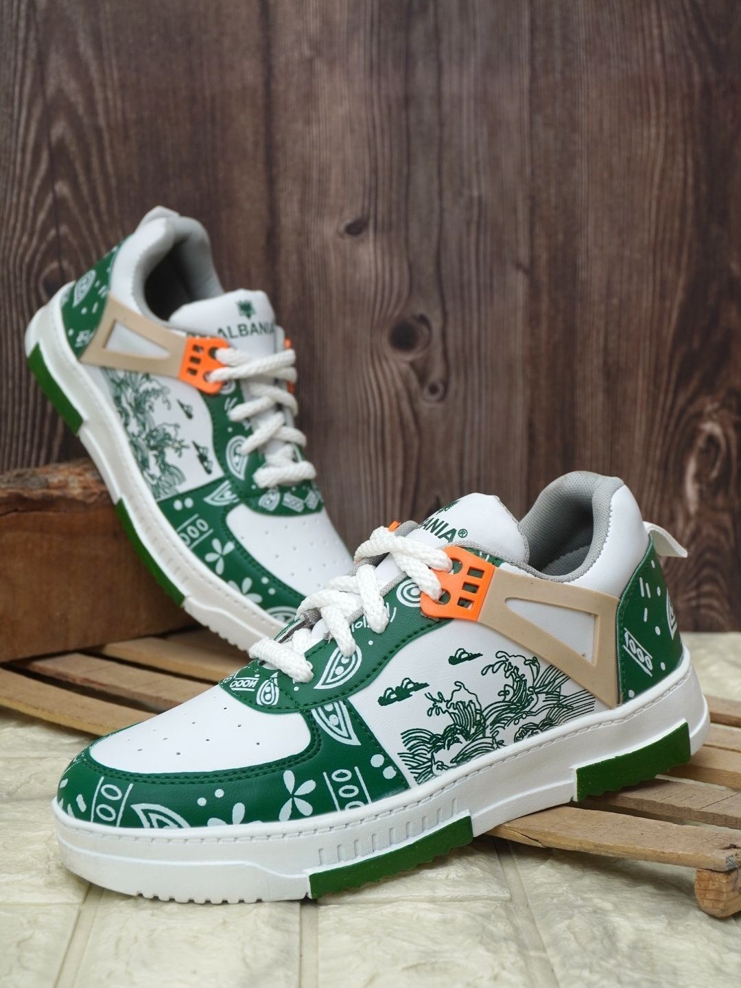 albania Men Printed Round Toe Lace-Ups Sneakers