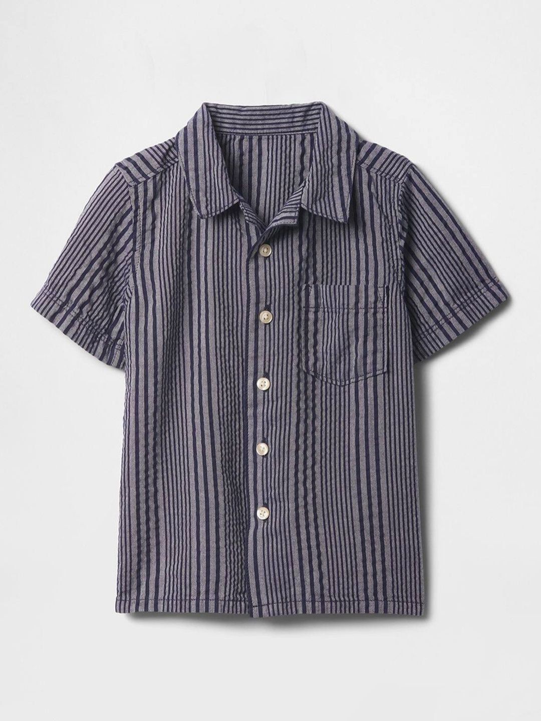 GAP Boys Relaxed Fit Vertical Striped Spread Collar Pure Cotton Casual Shirt