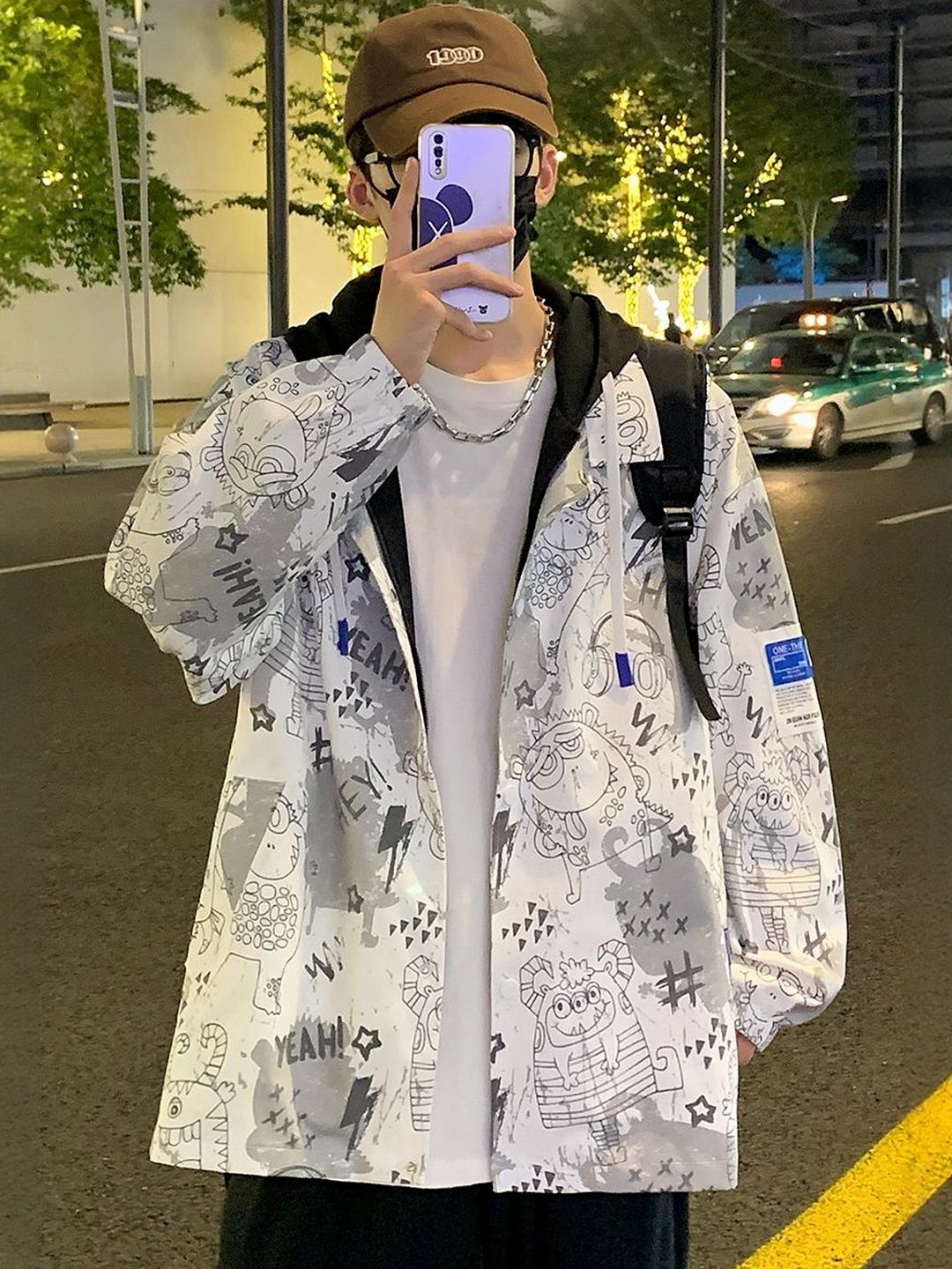 HERE&NOW Men Spread Collar Graphic Printed Tailored Jacket