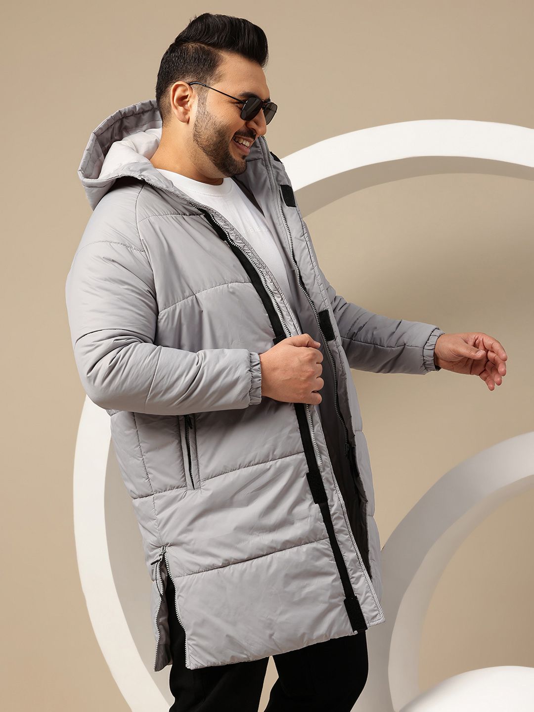 Sztori Plus Size Hooded Longline Padded Jacket
