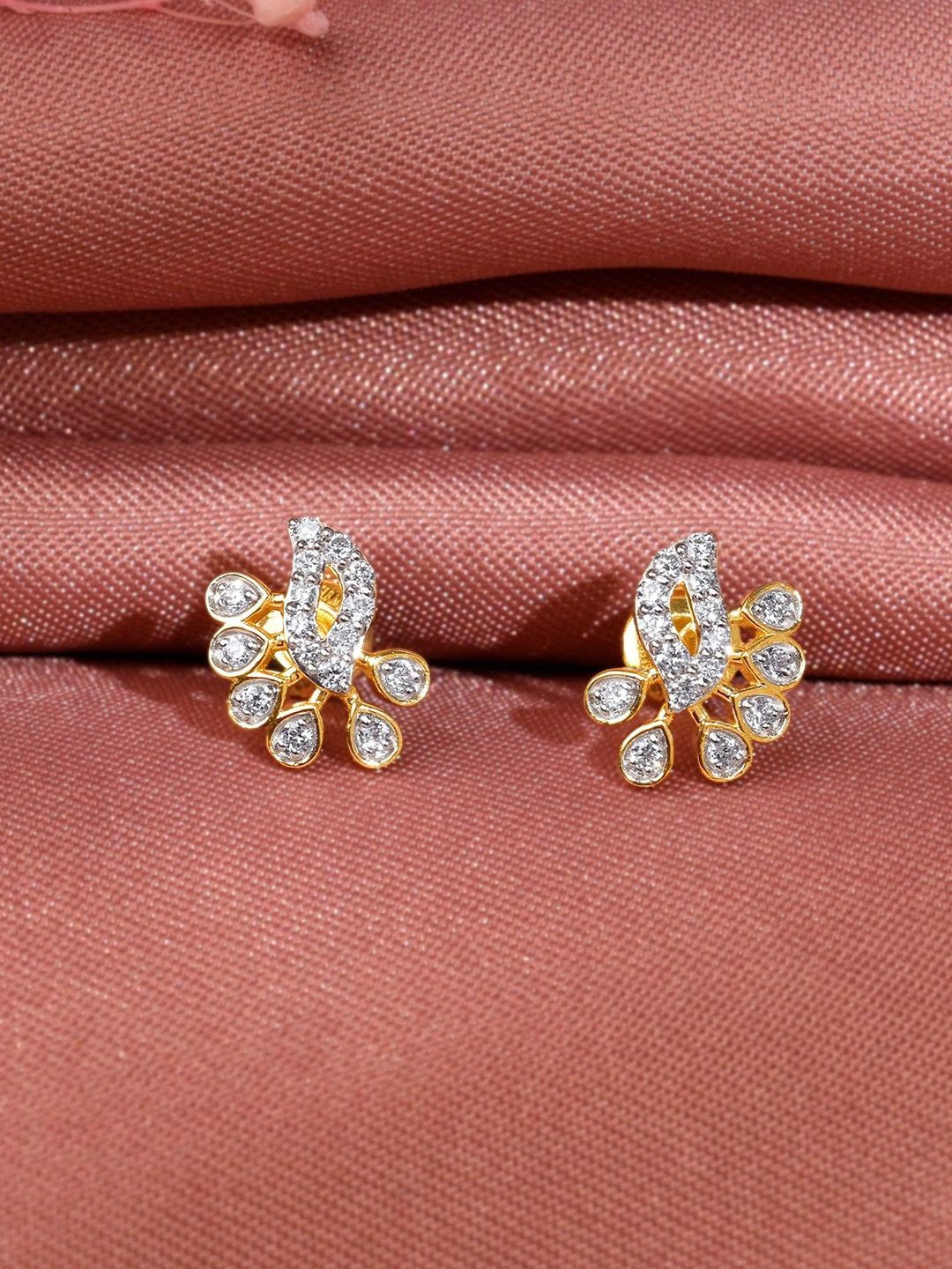 GIVA 18Kt Gold Fiona Lab Grown Diamond Stud Earrings-1.09 gms