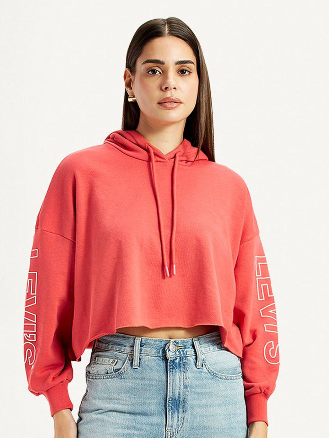 Levis Levis Women's Brand Logo Coral Hooded Sweatshirt