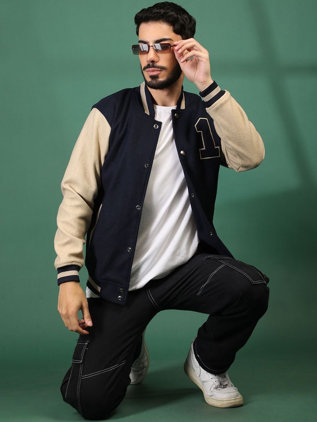 The Roadster Lifestyle Co. Men Mandarin Collar Colourblocked Lightweight Varsity Jacket