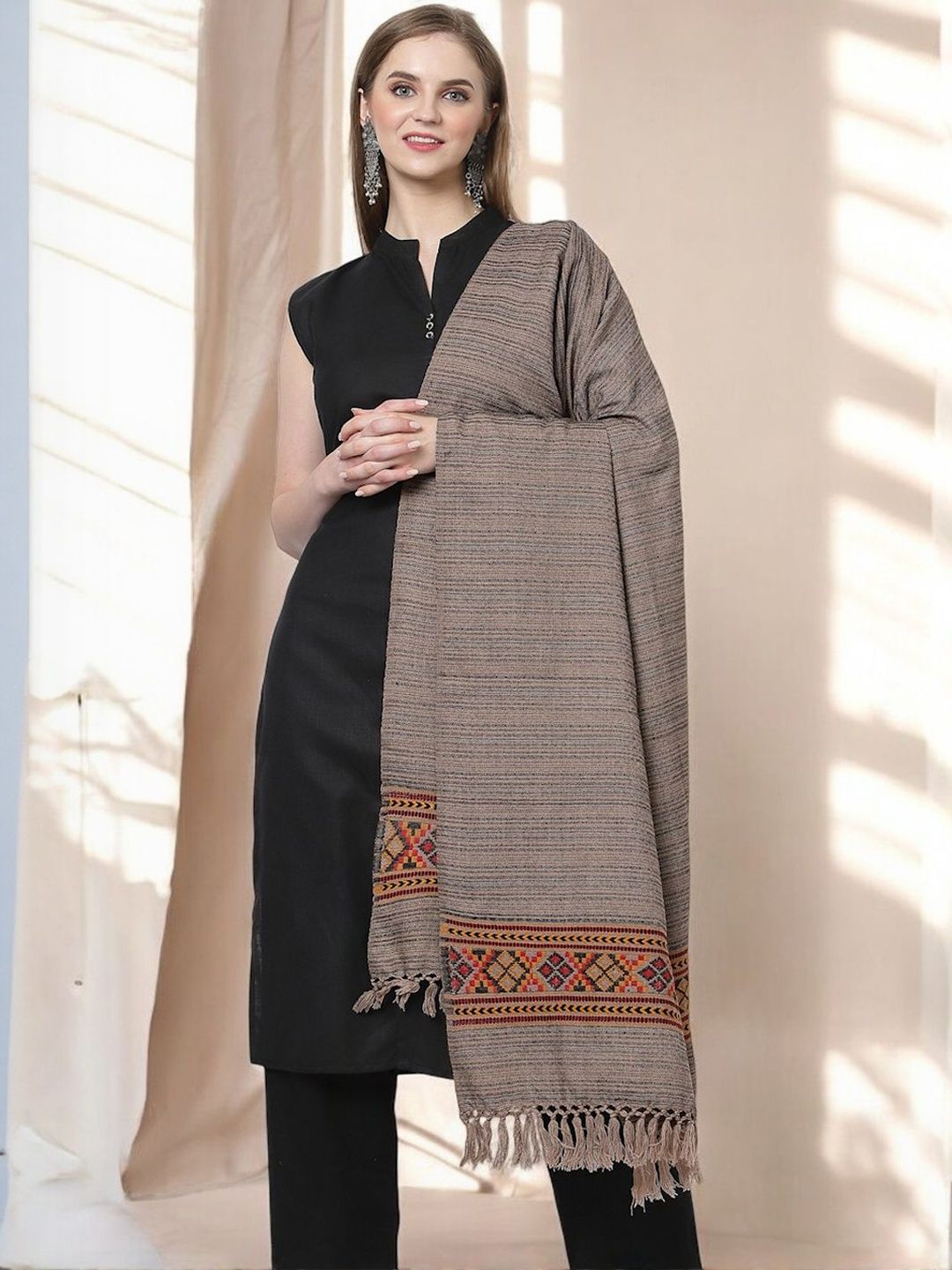 WEAVERS VILLA Women Kullu Pattern Woven Winter Shawl