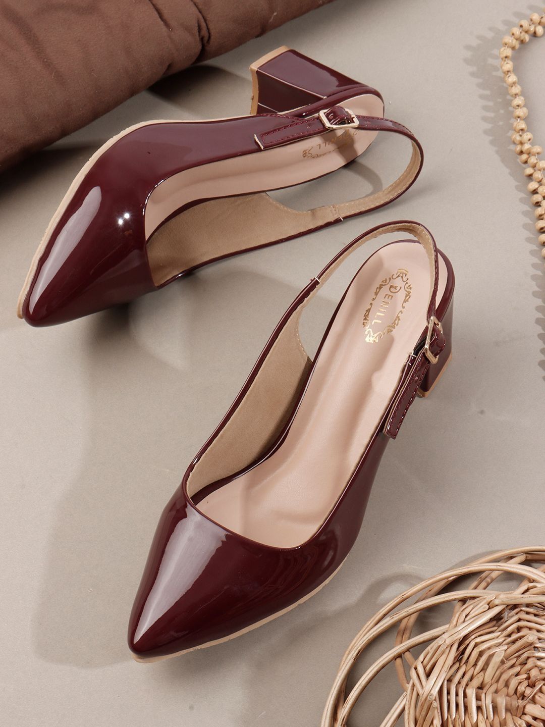 Denill Denill Pointed Toe Block Mules