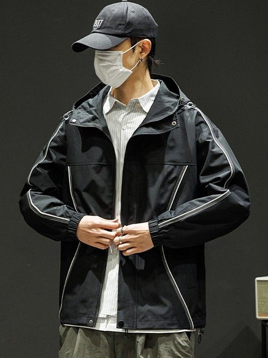 HERE&NOW Men Hooded Solid Tailored Jacket