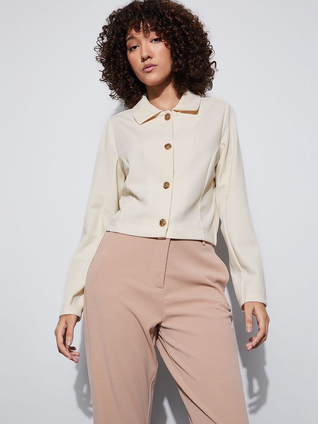 CODE by Lifestyle Women Spread Collar Solid Tailored Jacket
