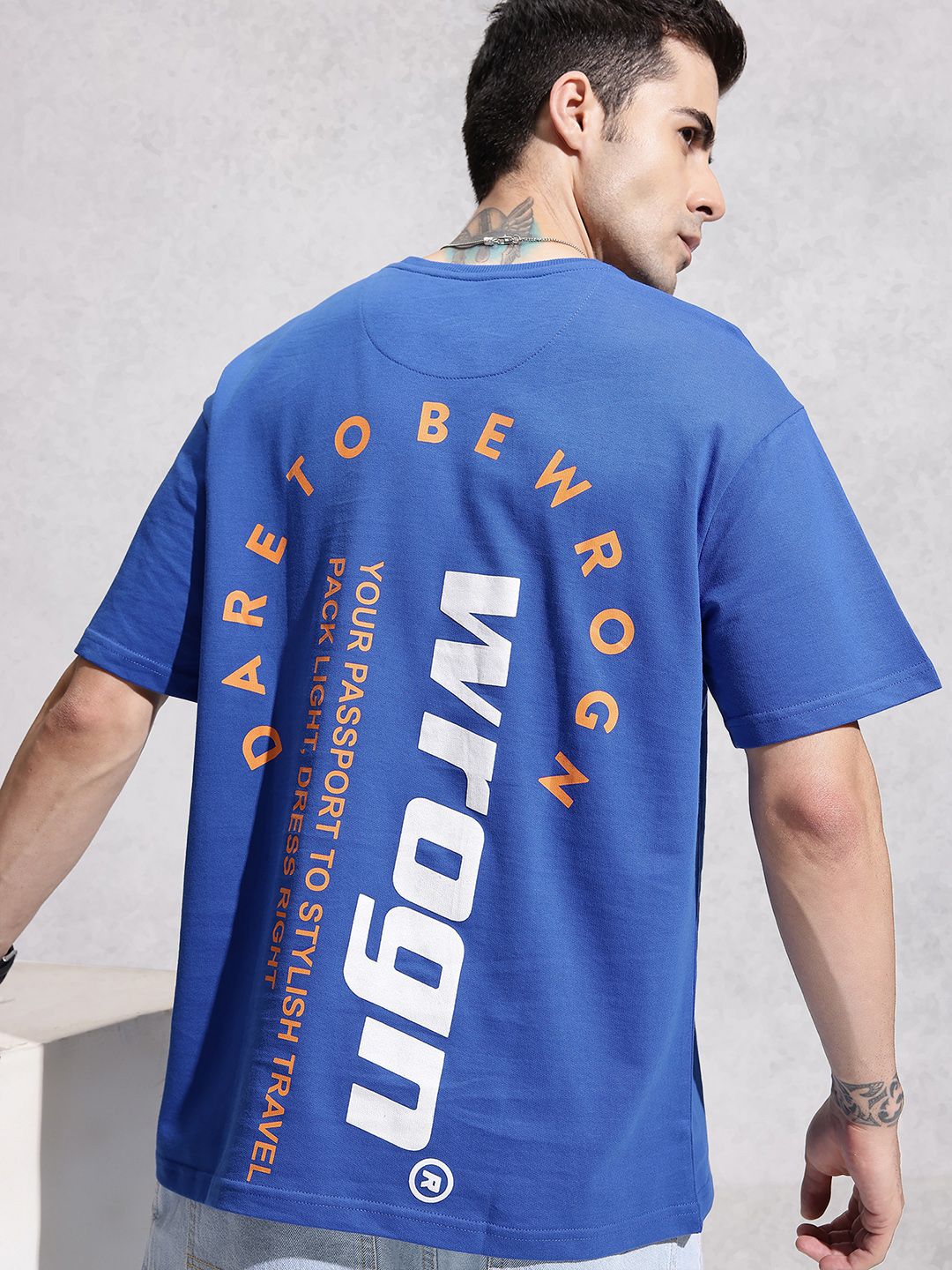 WROGN Relaxed Fit Typography Printed Pure Cotton T-shirt