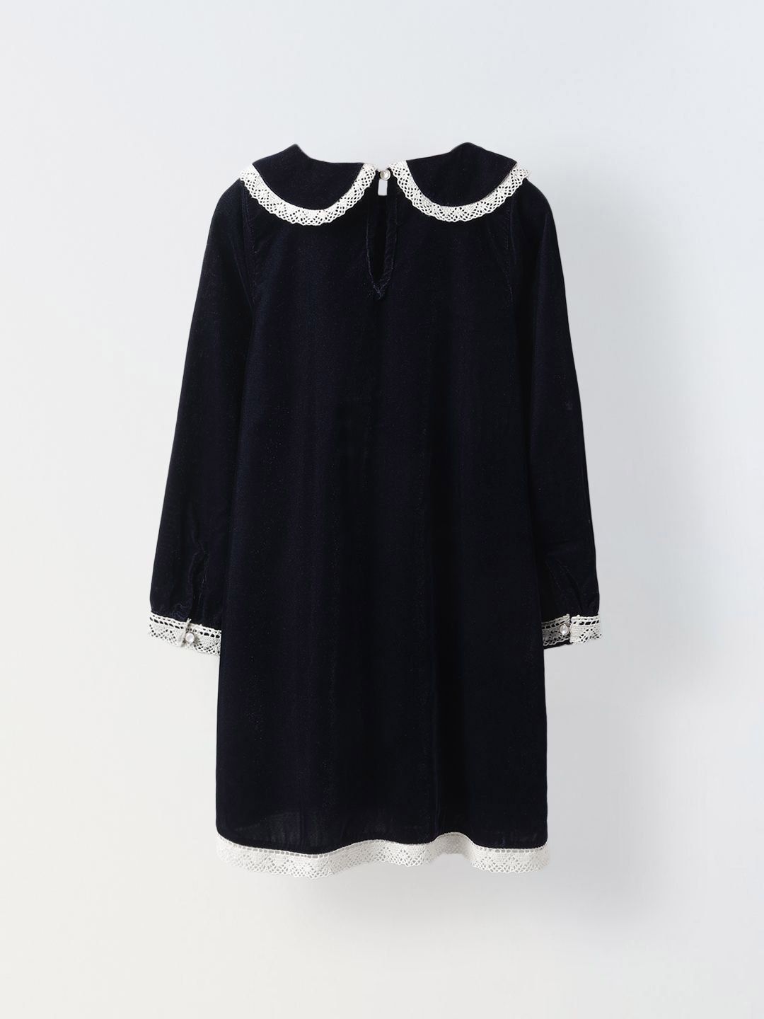 Buy SPUNKIES Girls Peter Pan Collar Velvet A-Line Dress With Lace