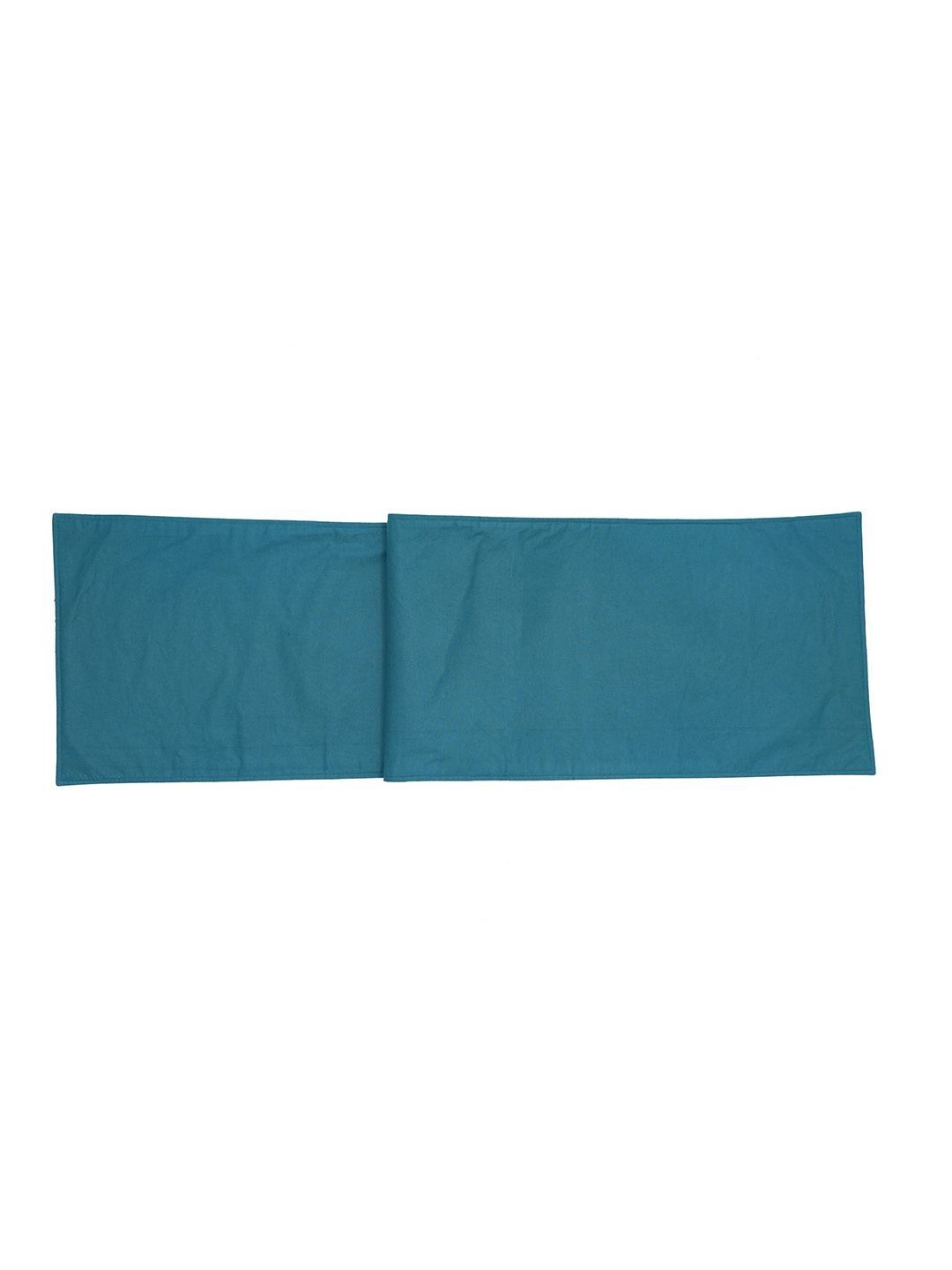 MASPAR Blue Embellished Pure Cotton 4 Seater Table Runner