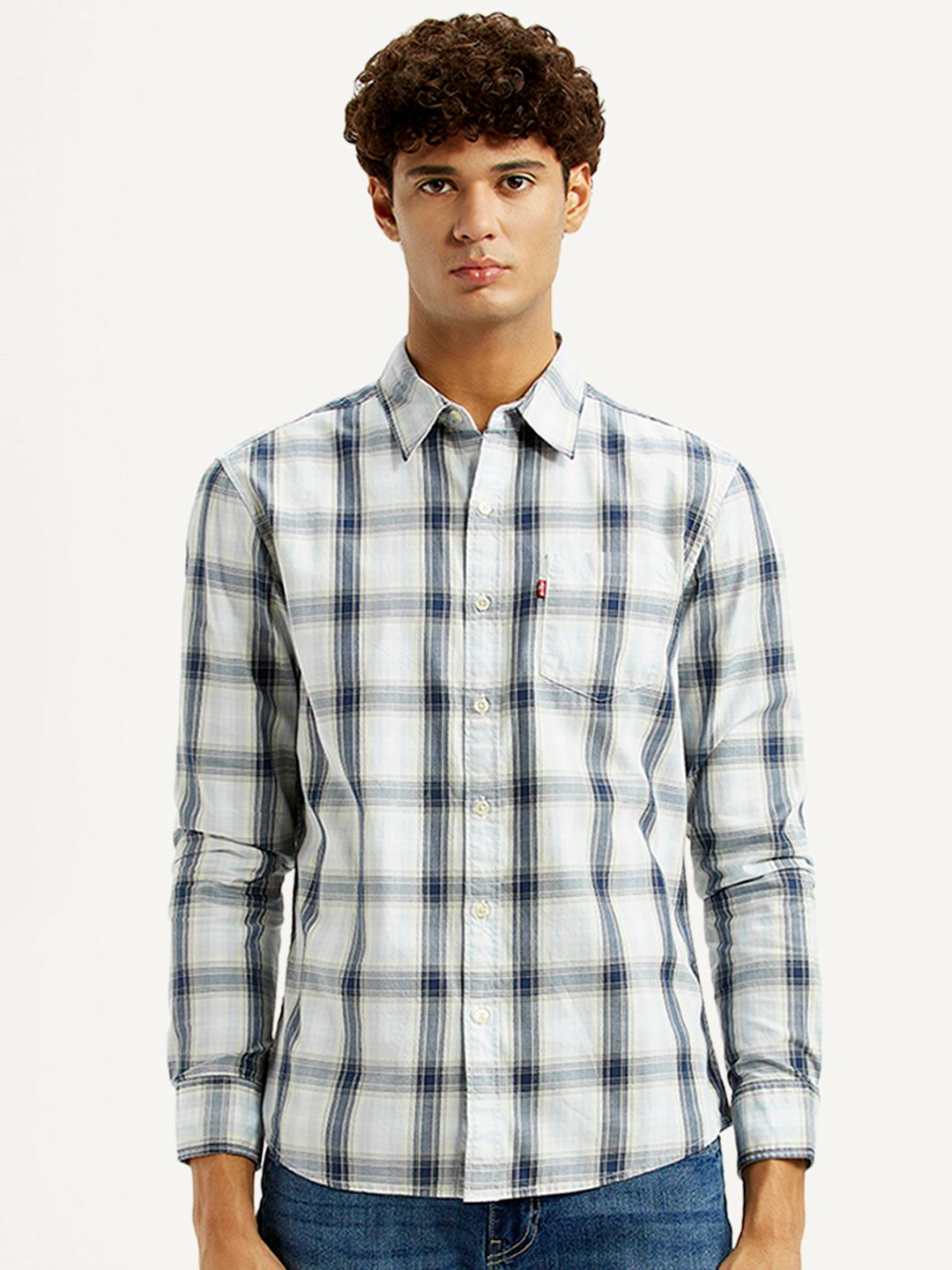 Classic Slim Fit Cotton Shirt Levis Classic Slim Fit Other Checks Checked Spread Collar Cotton Shirt