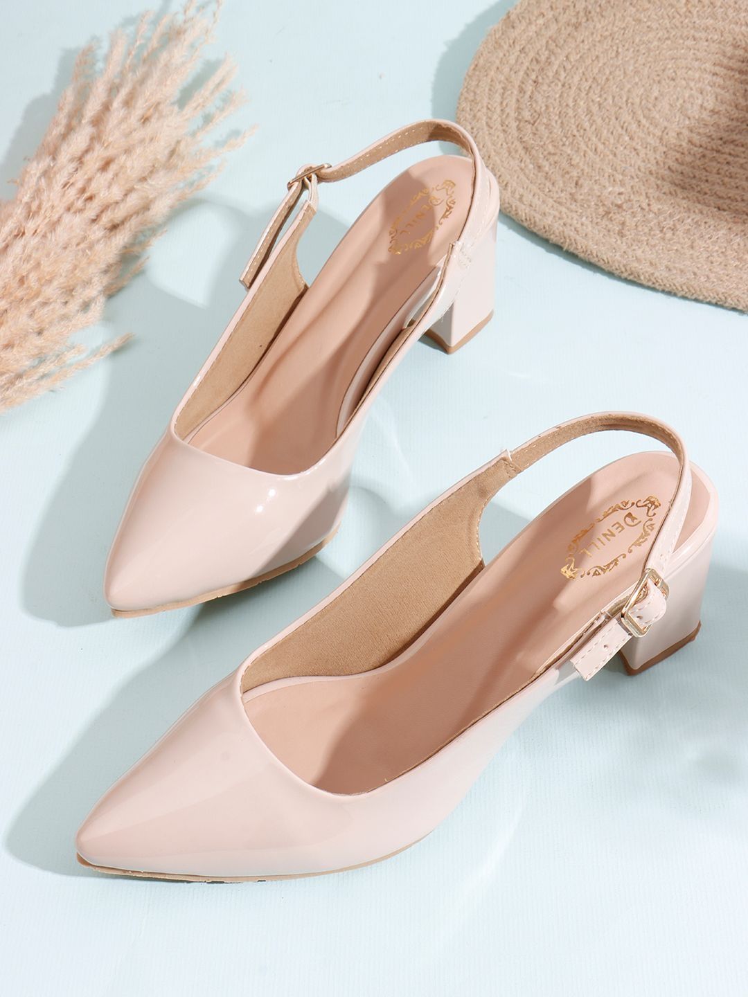 Denill Denill Women Pointed Toe Regular Block Heel Sandals
