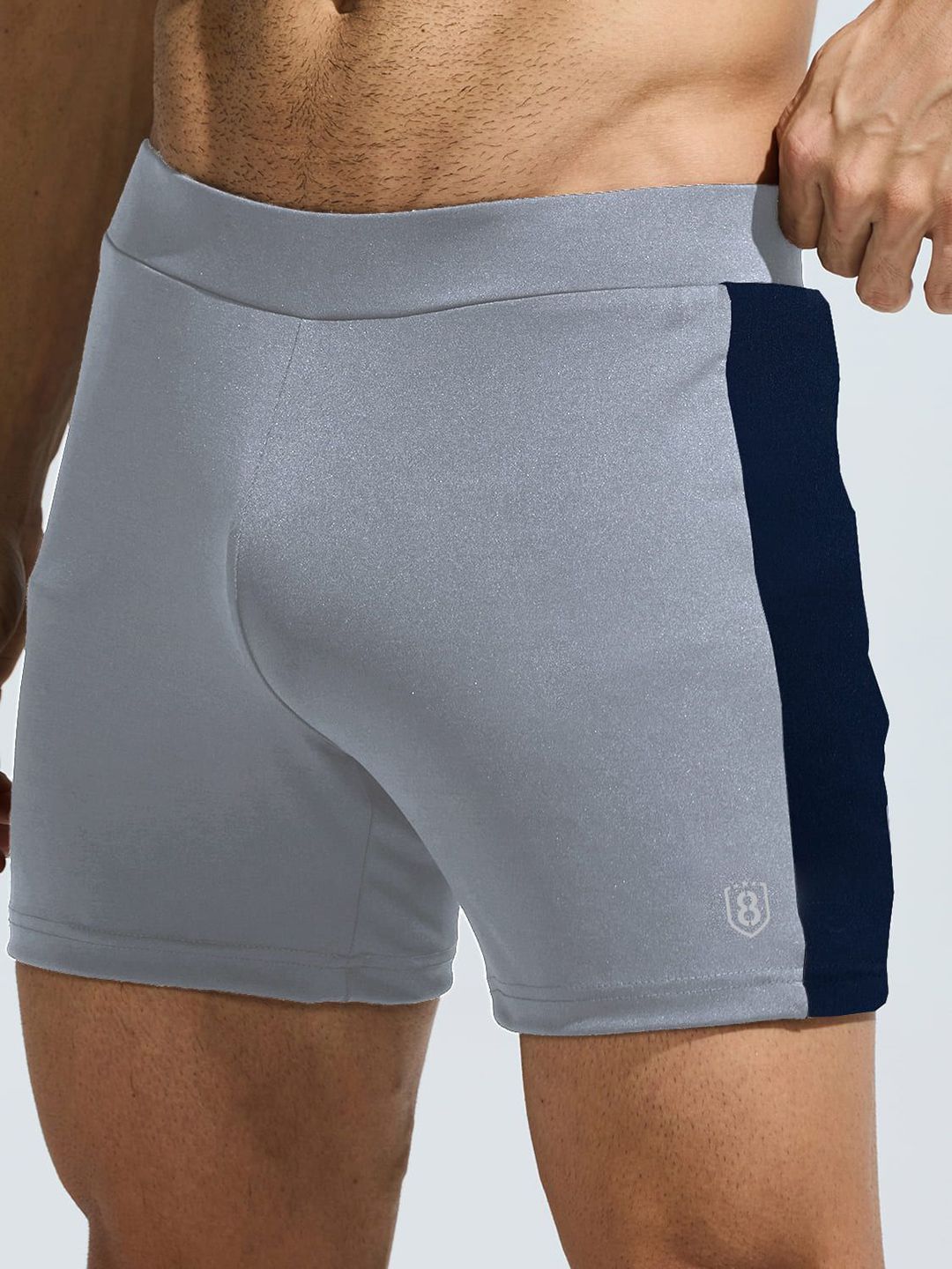 DOMIN8 Men Colourblocked Stretchable Swim Bottoms