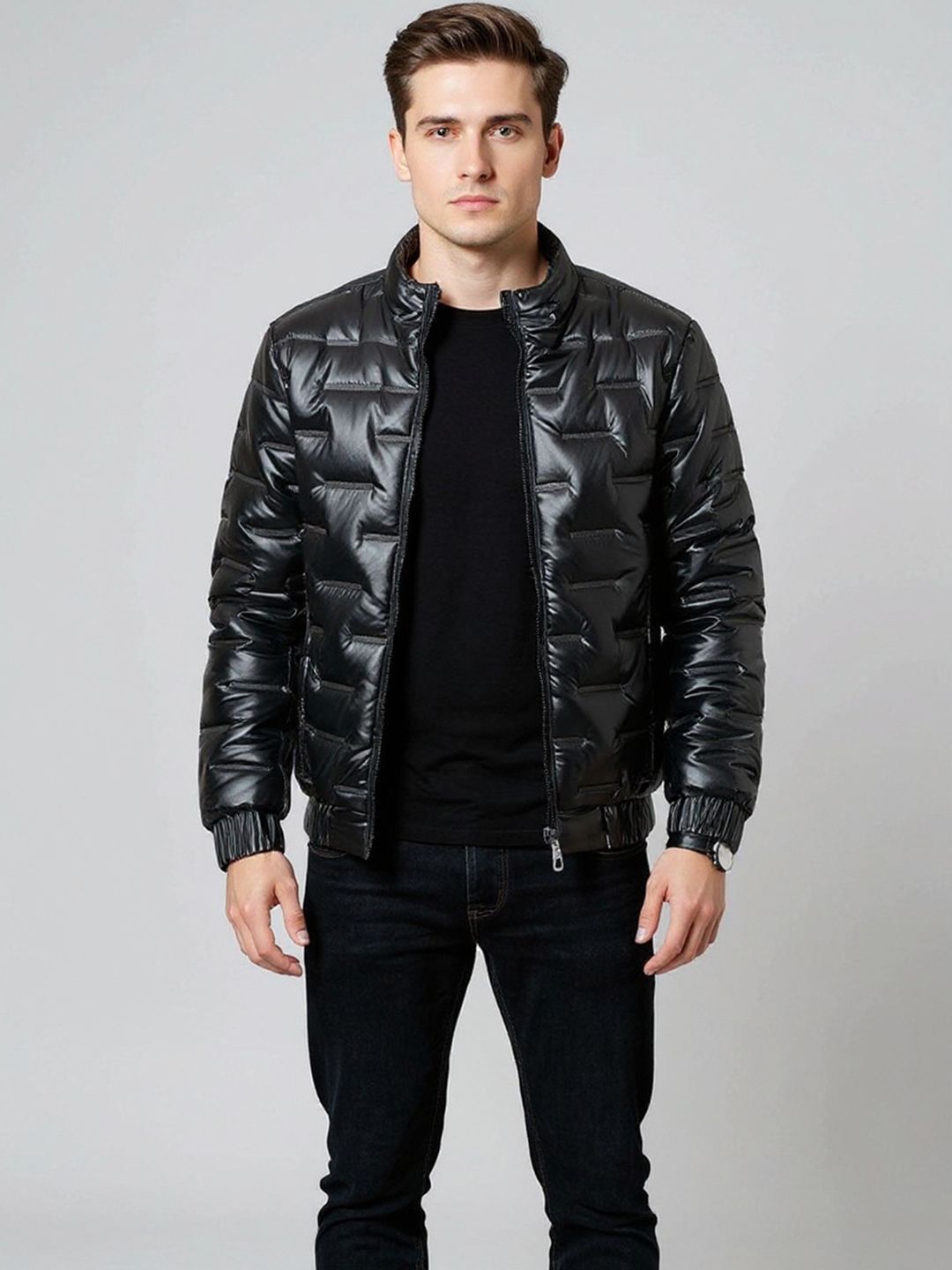 Mast & Harbour Men Hooded Solid Padded Jacket