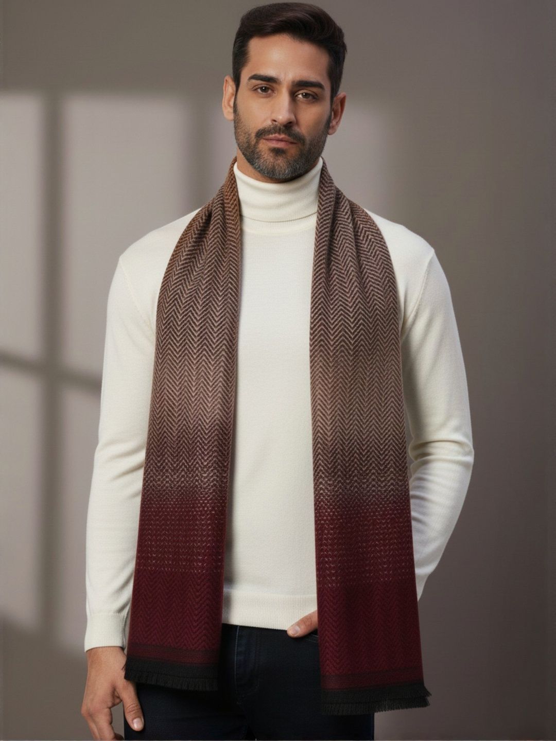 Zamour Men Striped Acrylic Muffler