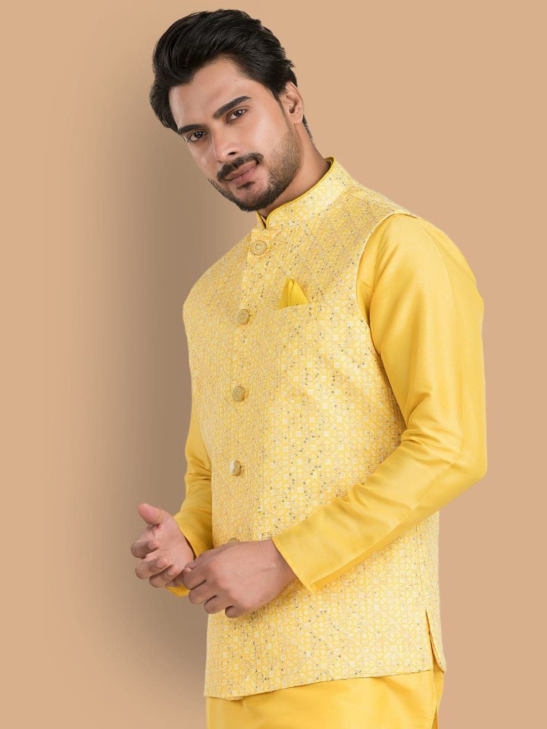 TRENDS OF ETHNIC Men Printed Mandarin-Neck Nehru Jacket